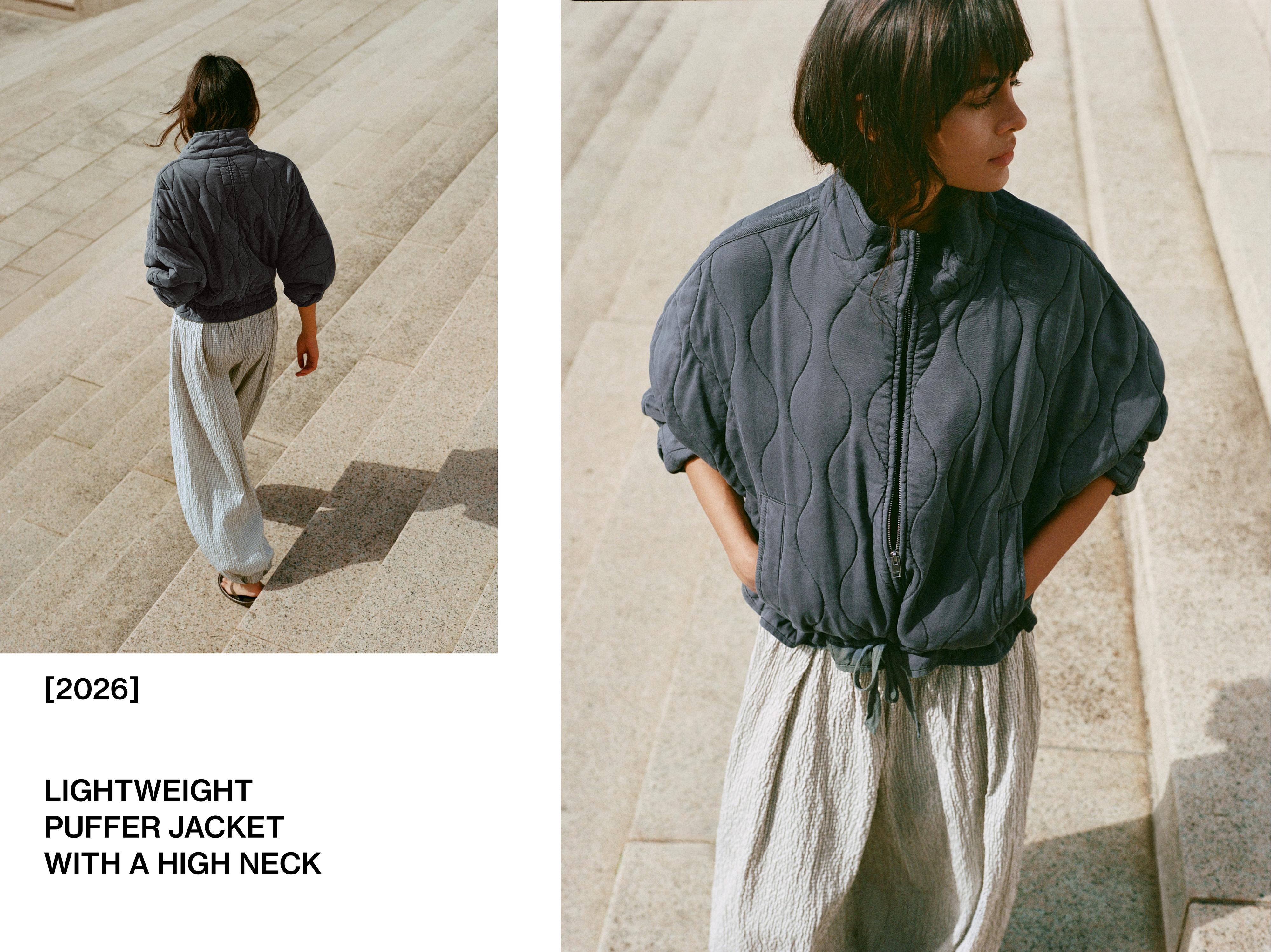 Dik yaka şişme mont - Görsel 17