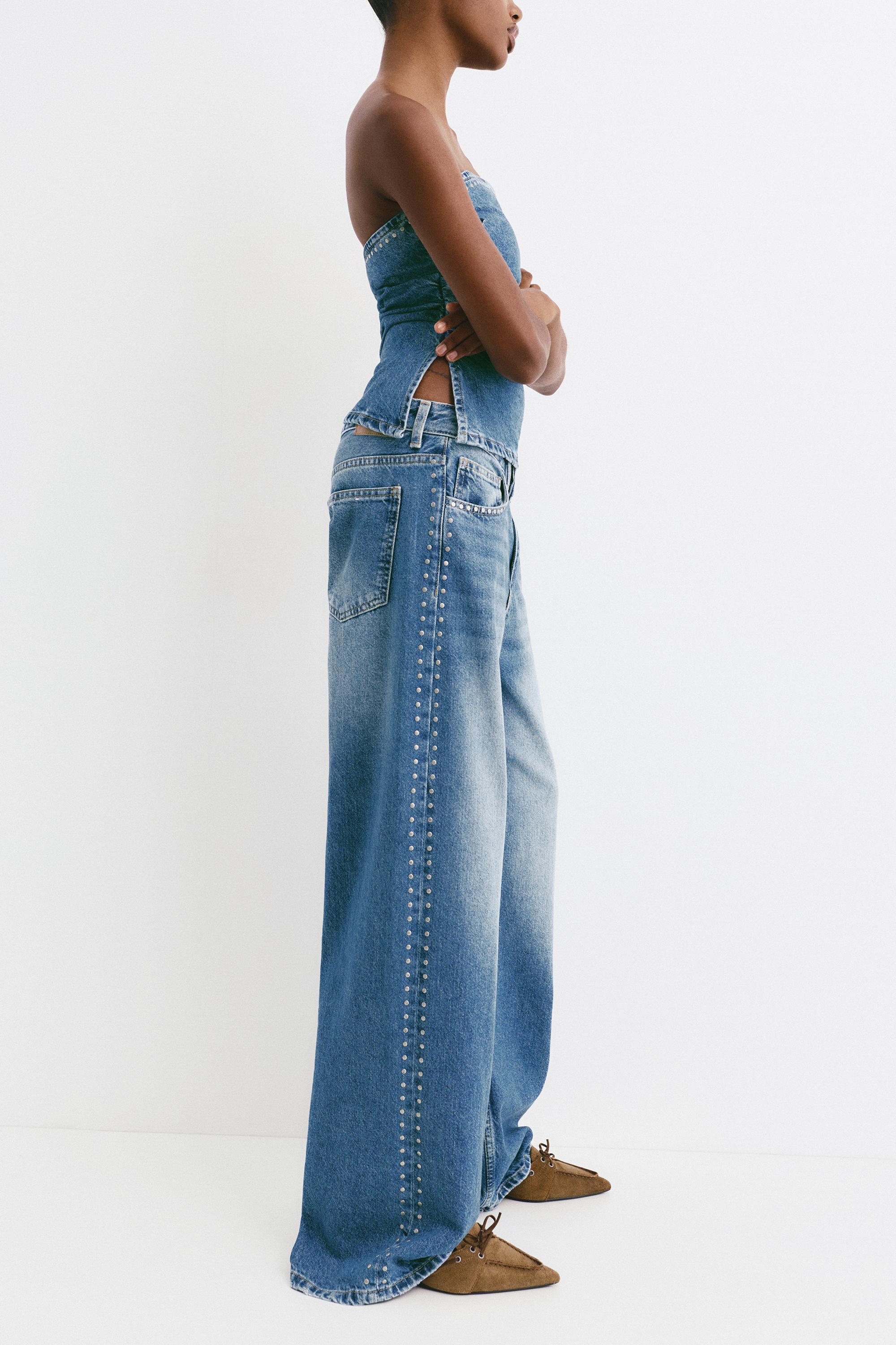 Zımbalı geniş paça jean - Görsel 50