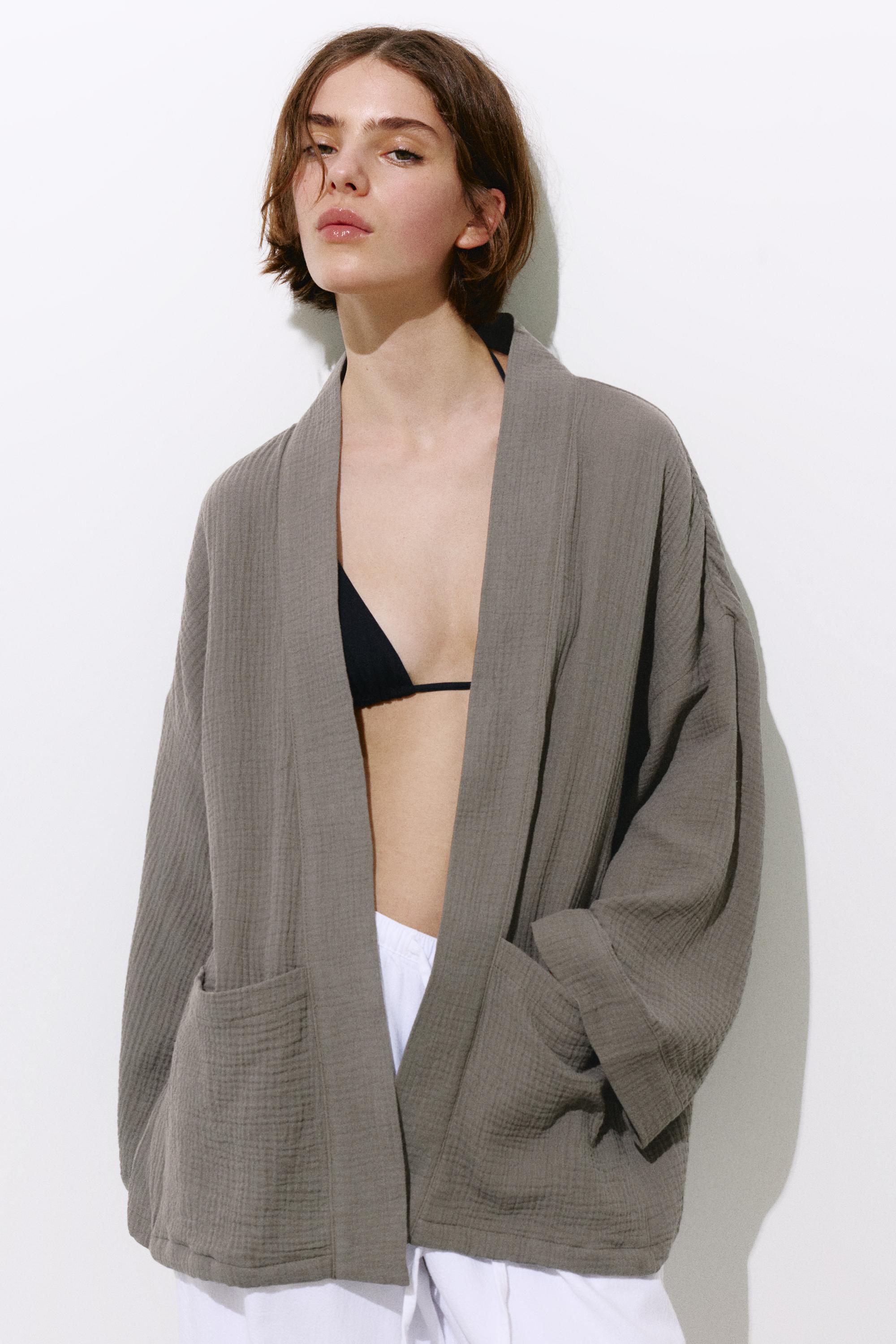 Crepe kimono — Dark khaki
