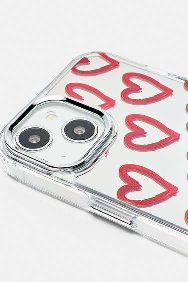 Heart print mirrored iPhone case — Red 2