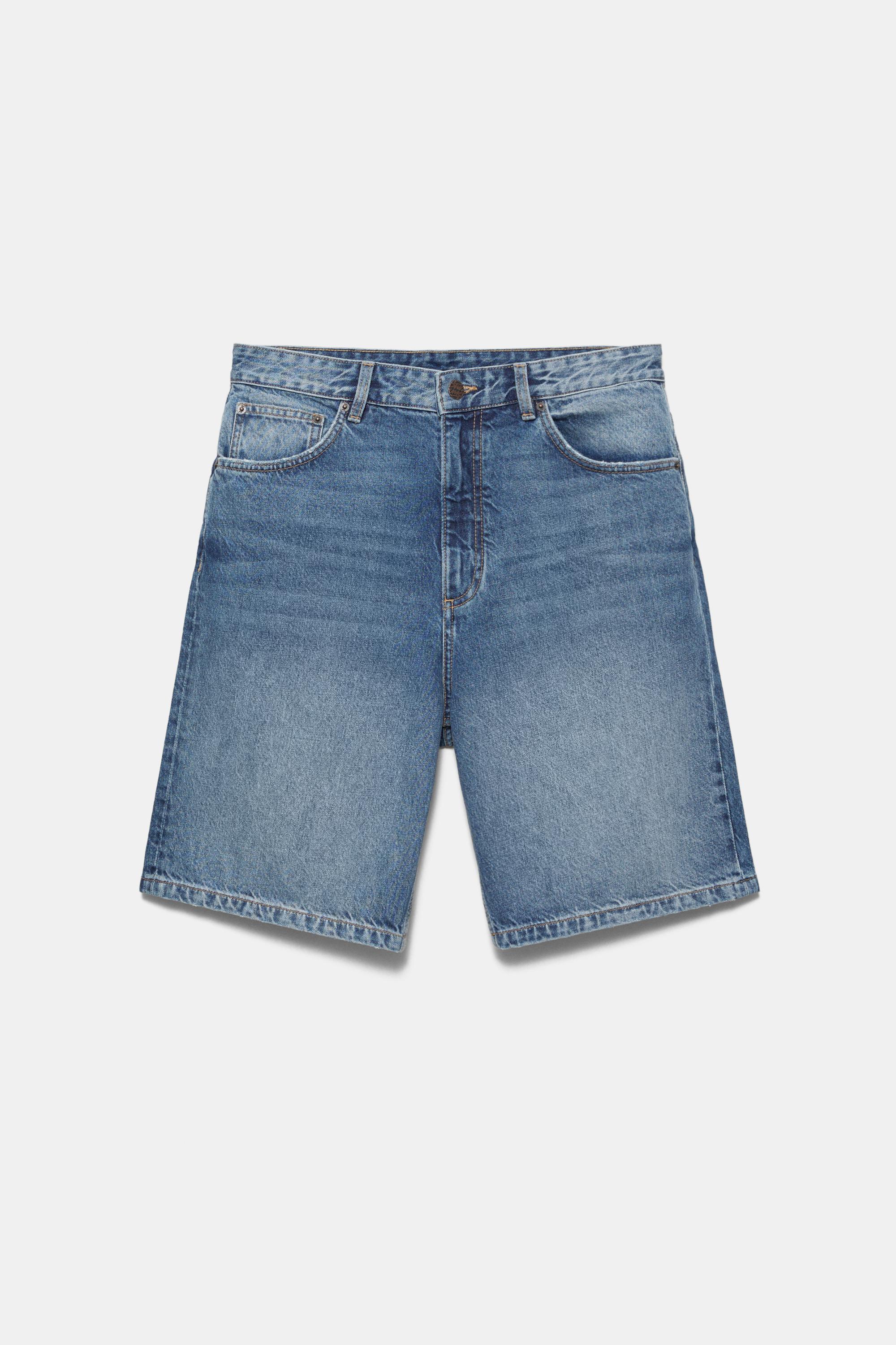 Baggy denim Bermuda shorts — Medium blue