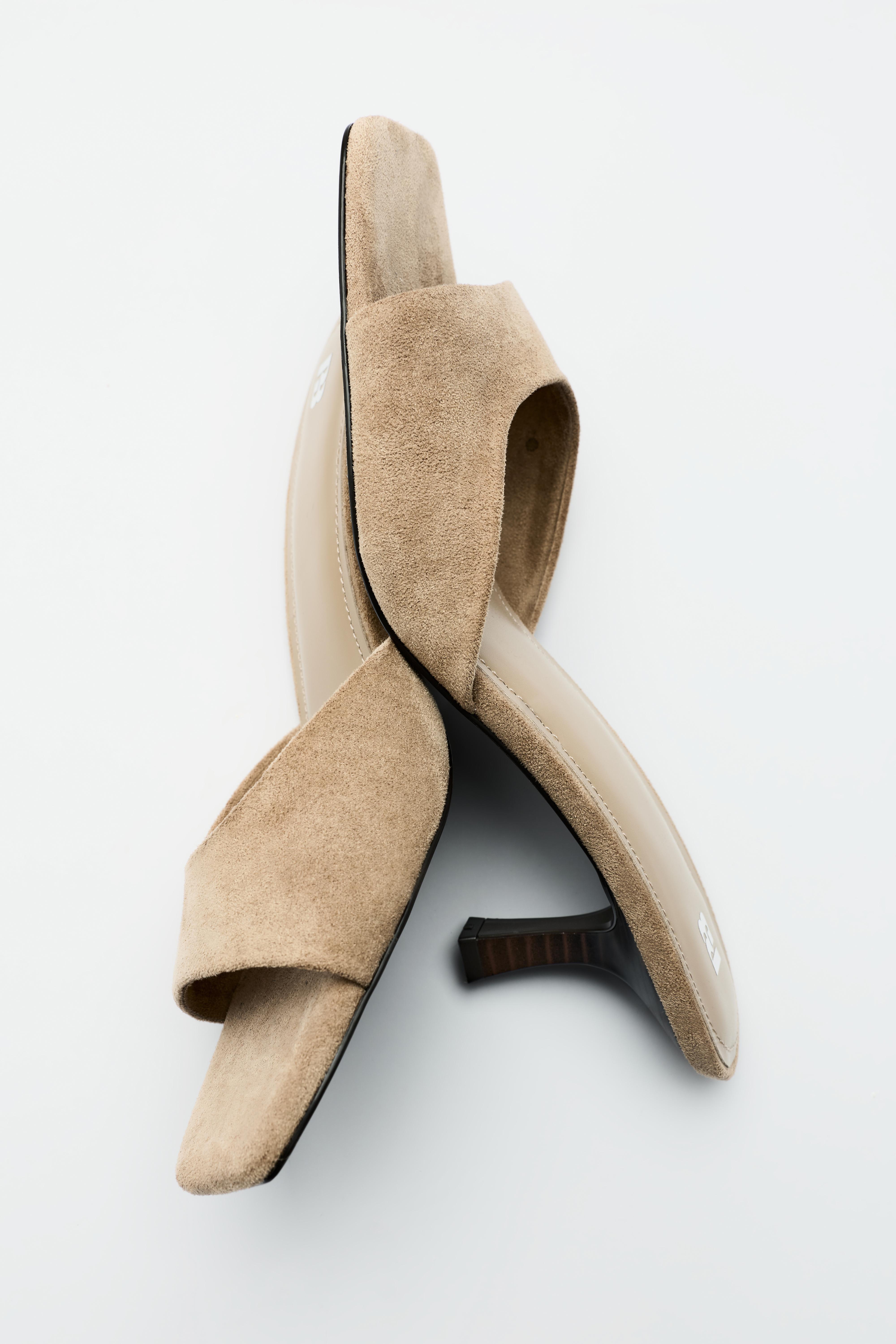 Heeled mule sandals — Sand