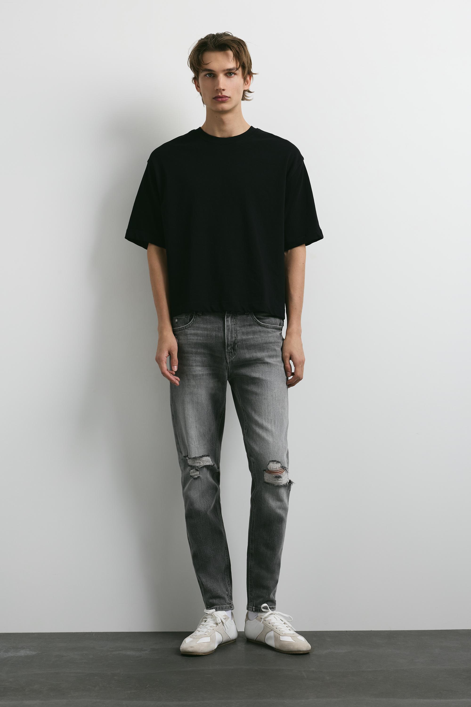 Ripped skinny jeans — Dark grey