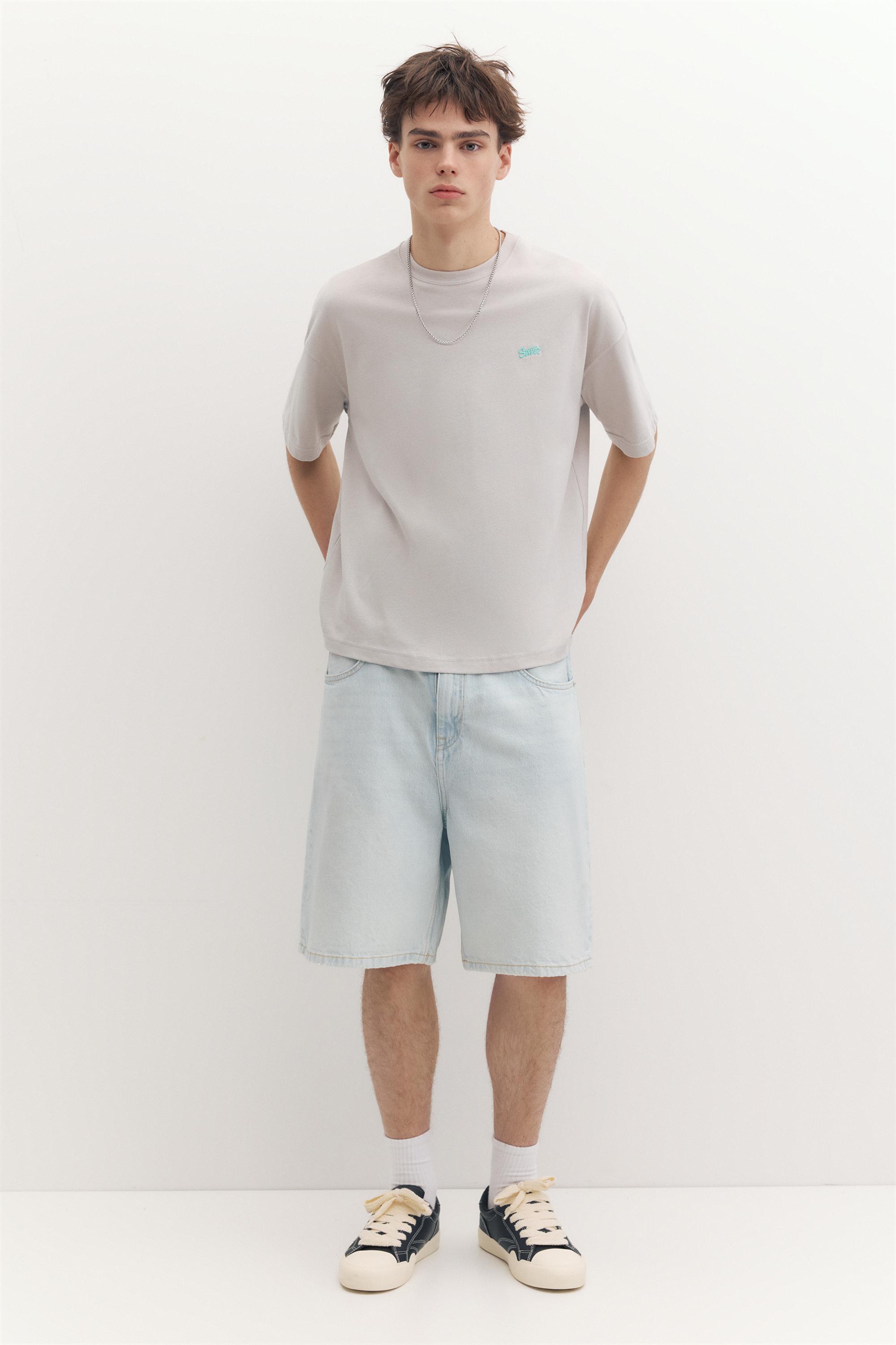 Boxy STWD logo T-shirt — Pearl grey