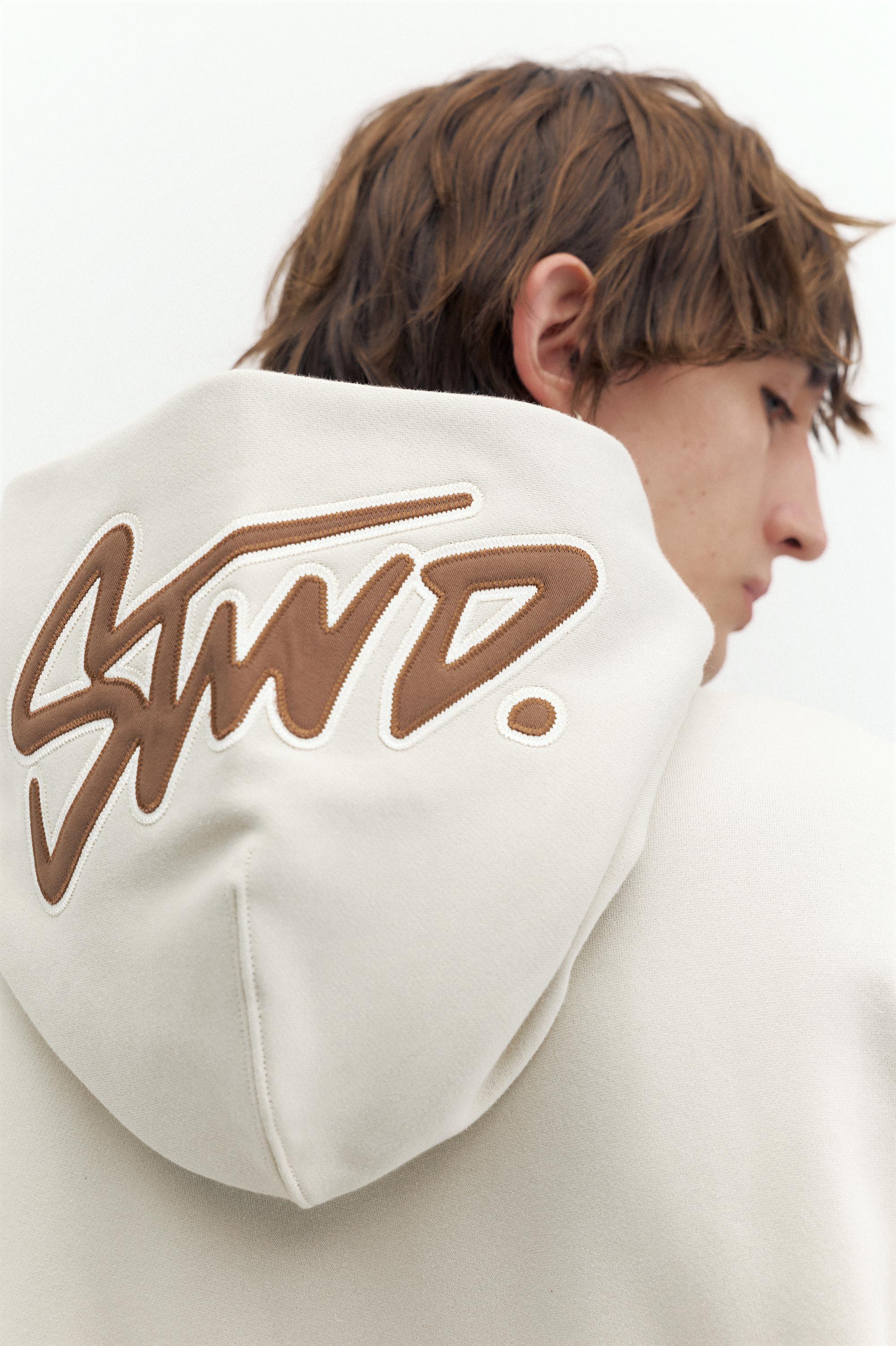 STWD boxy-fit logo hoodie — Ash