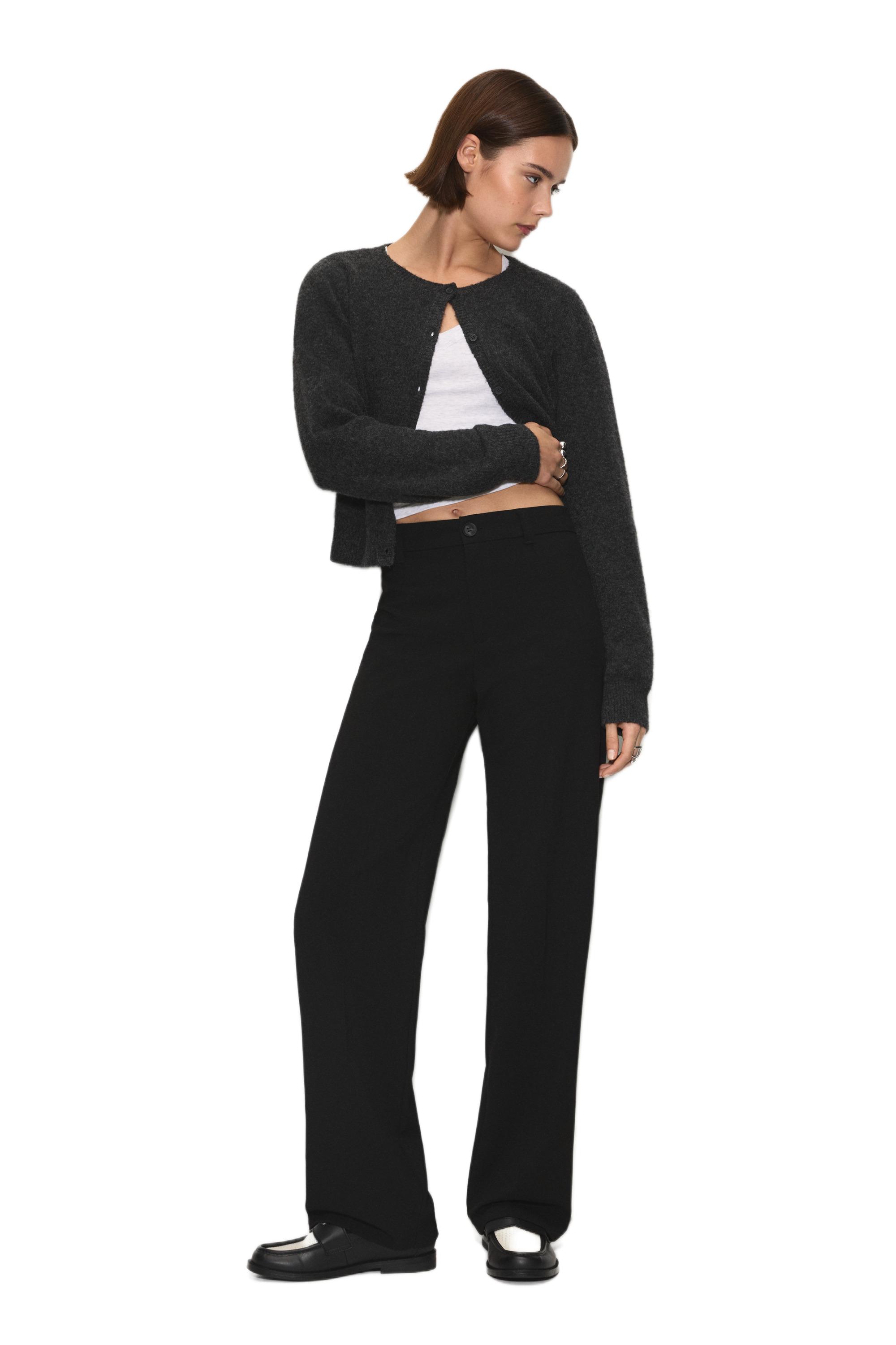 Smart high-waist straight-leg trousers — Black