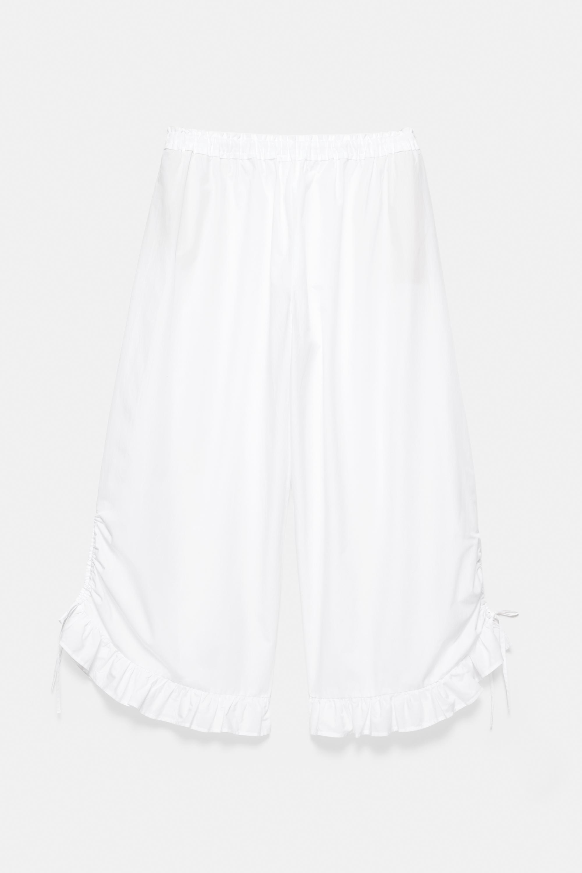 Ruffle bow sarouel trousers — White
