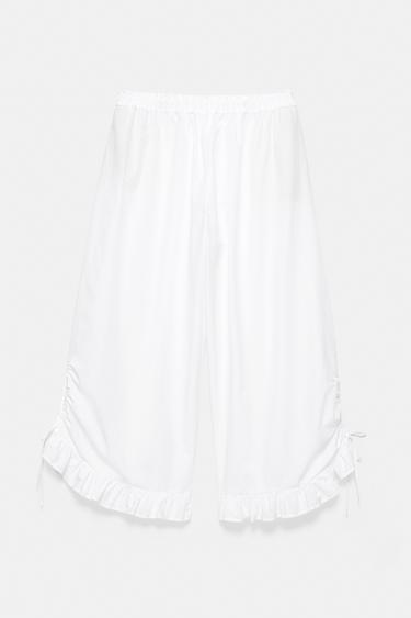 Ruffle bow sarouel trousers — White 7