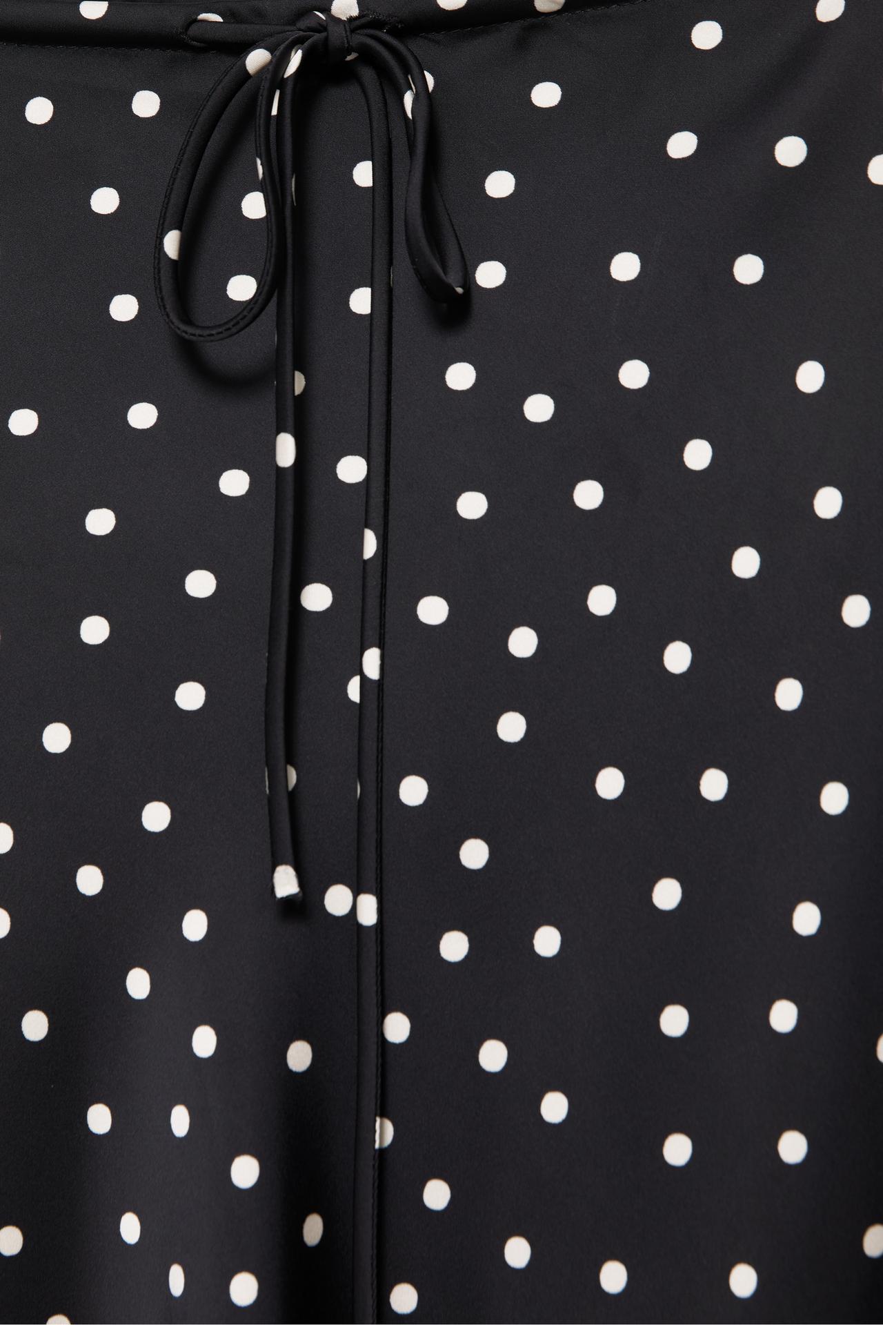 Satin polka dot midi skirt — Black/Ecru