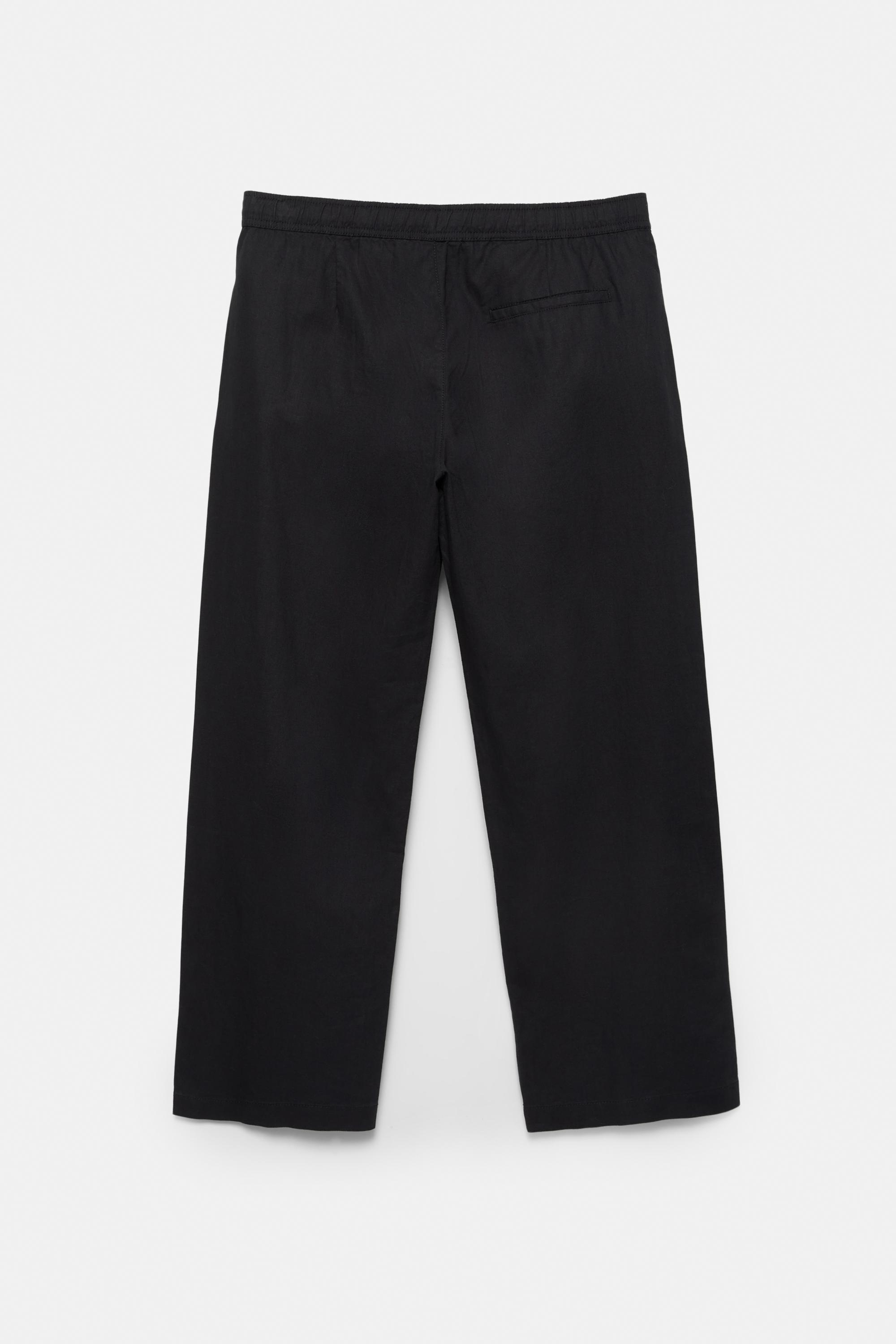 Linen blend jogger trousers — Black