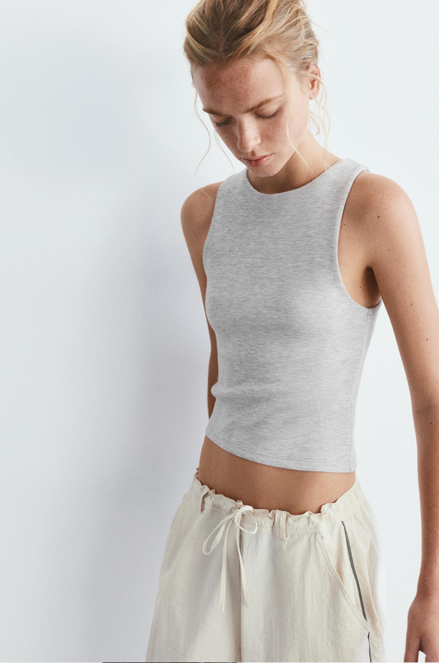 Soft-touch tank top — Grey marl