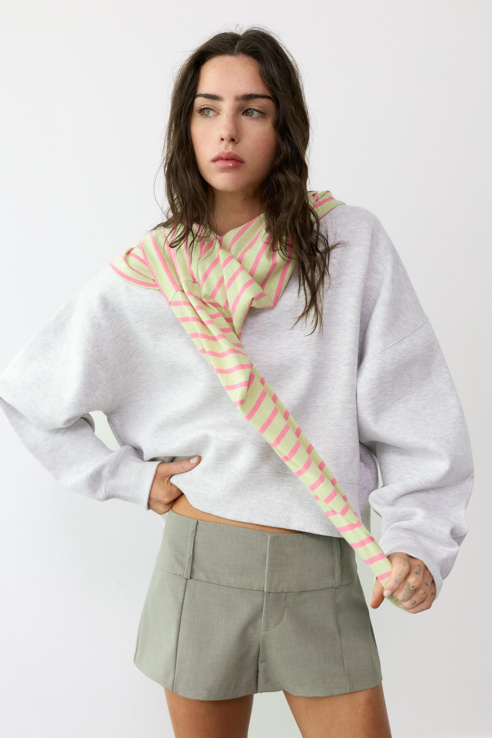 Round neck sweatshirt — Grey marl