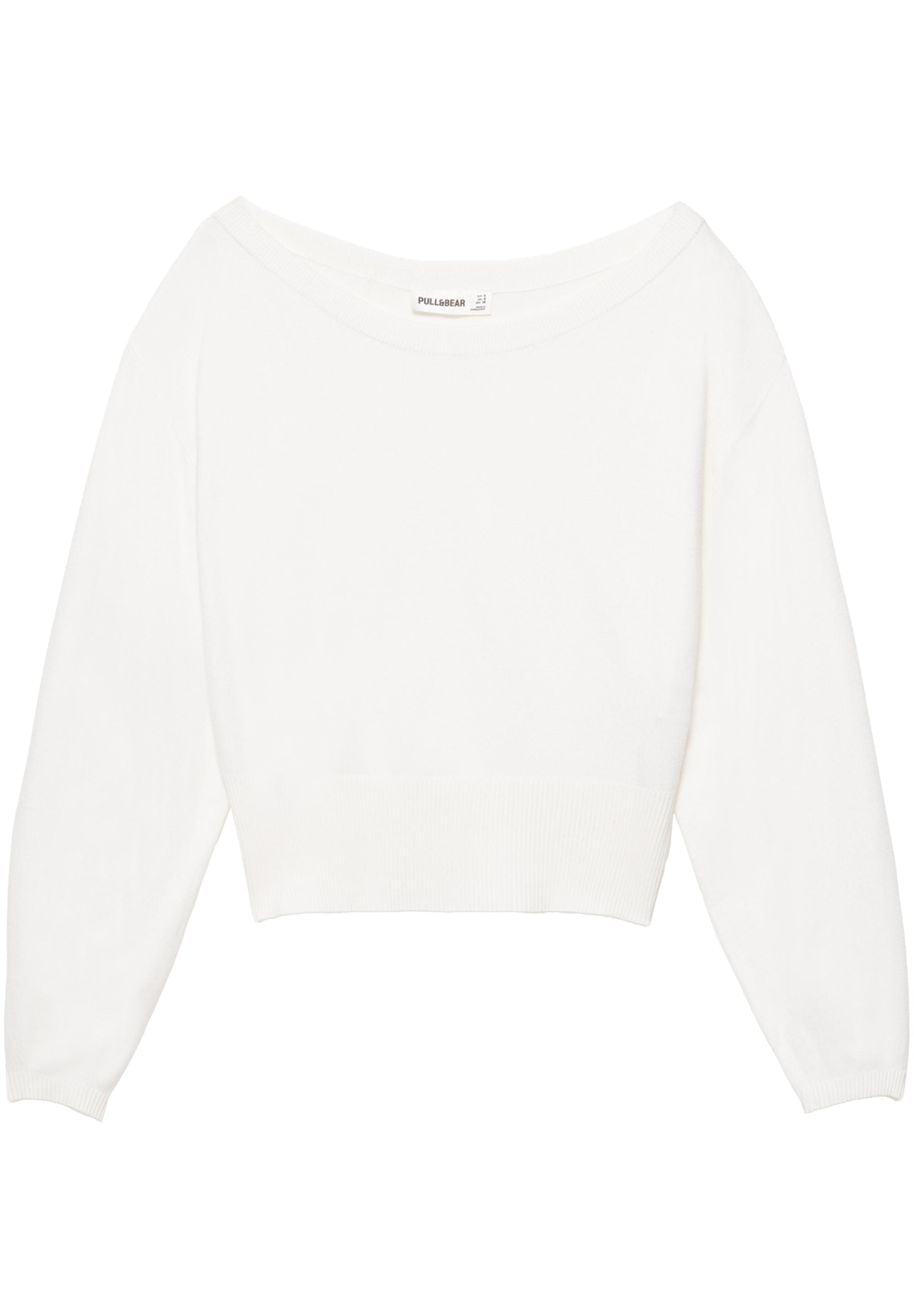 Asymmetric neck jumper — Ecru