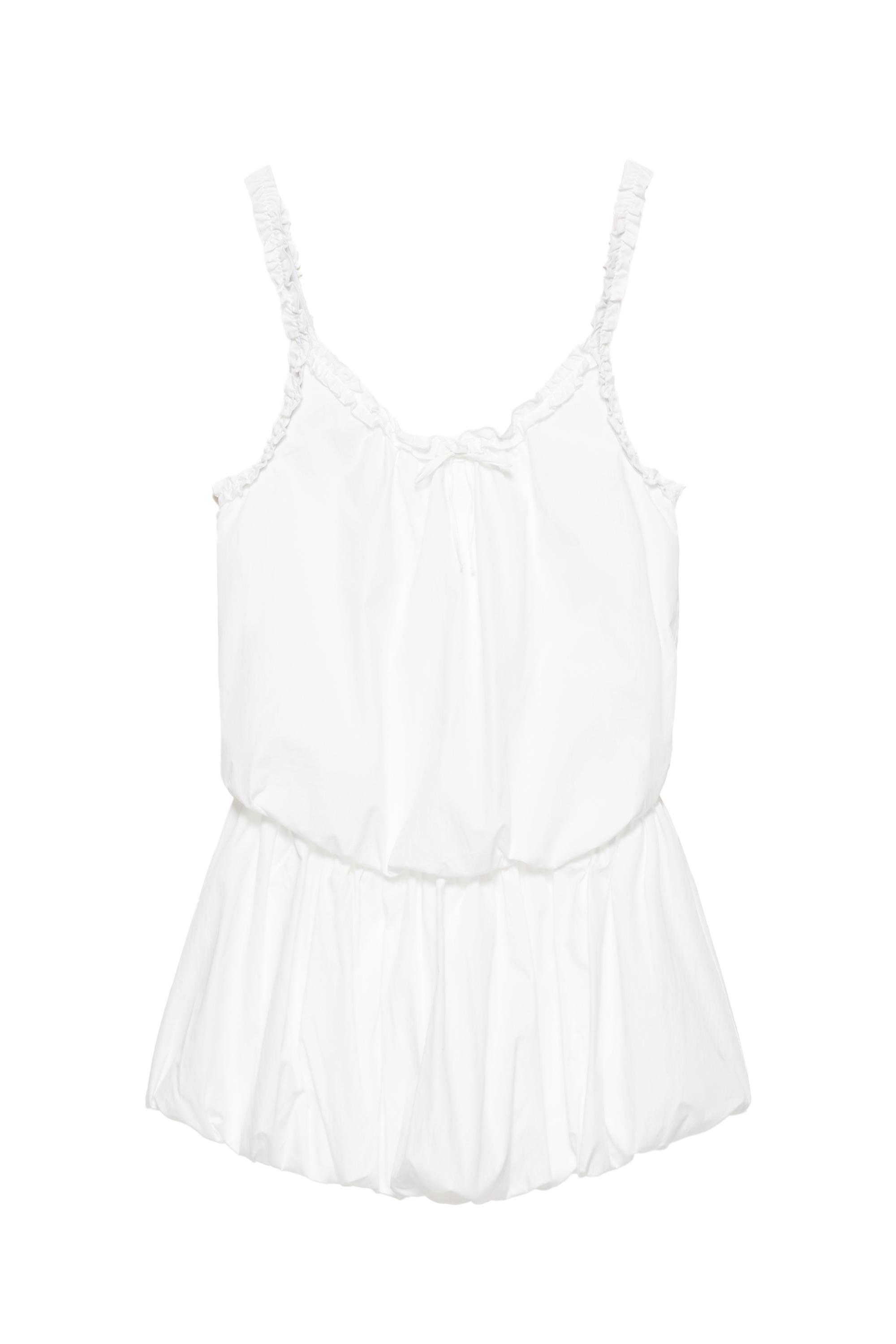 Kısa balon beyaz elbise