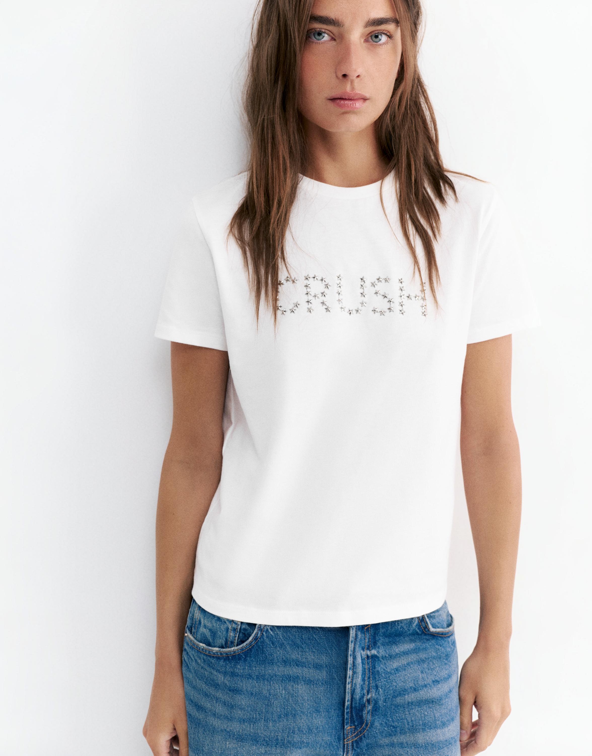 Studded graphic T-shirt — White