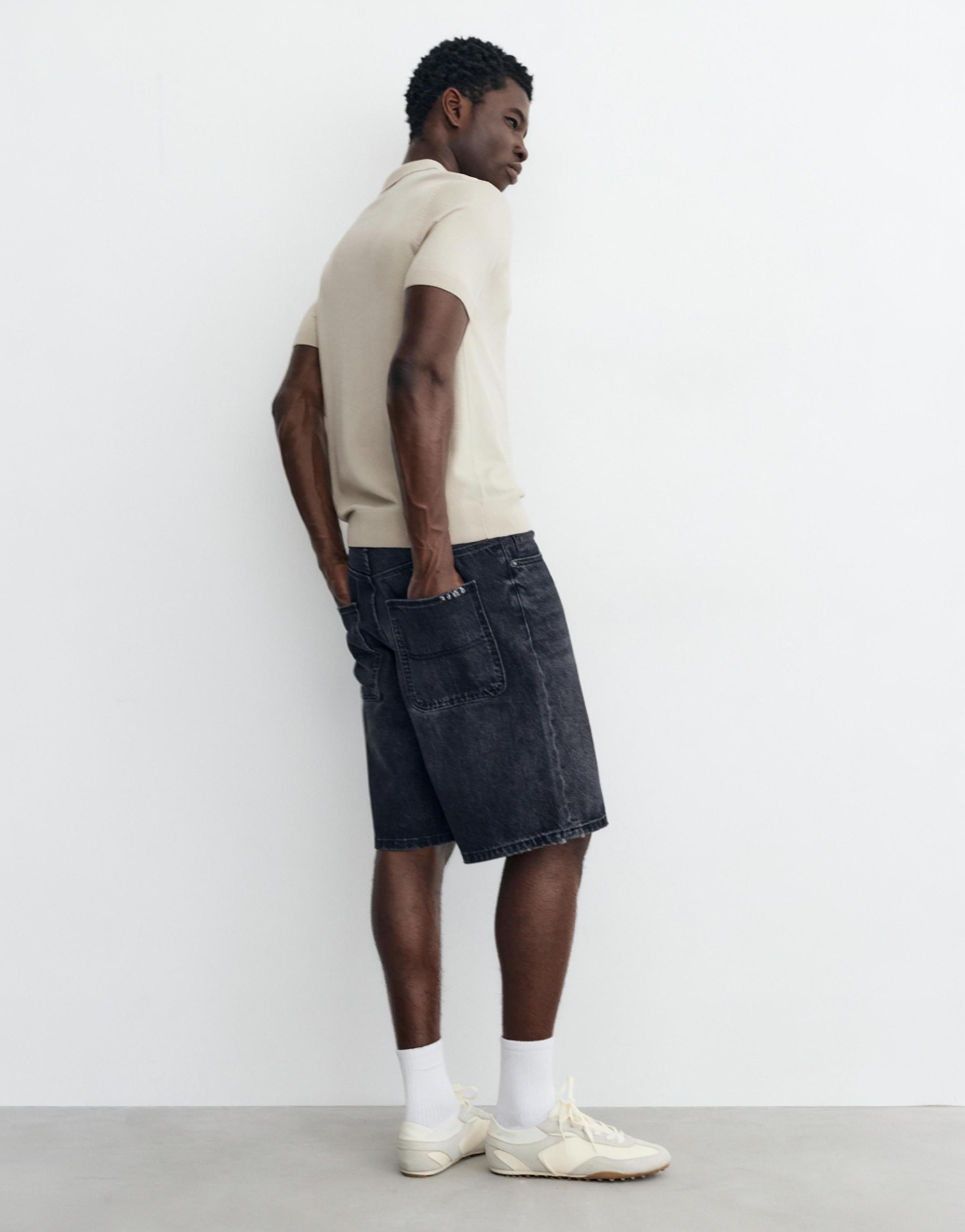 Short sleeve knit polo shirt — Sand