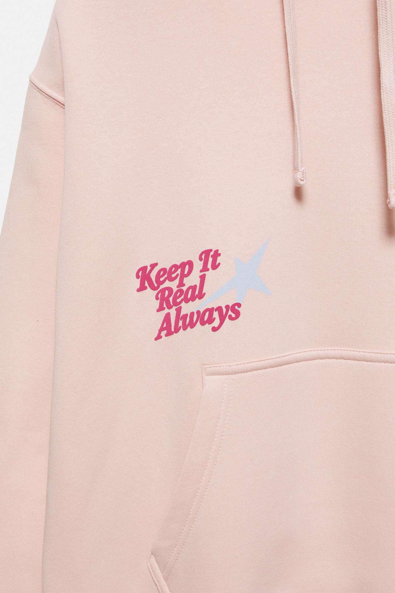 Graphic sweatshirt with hood — Pink
