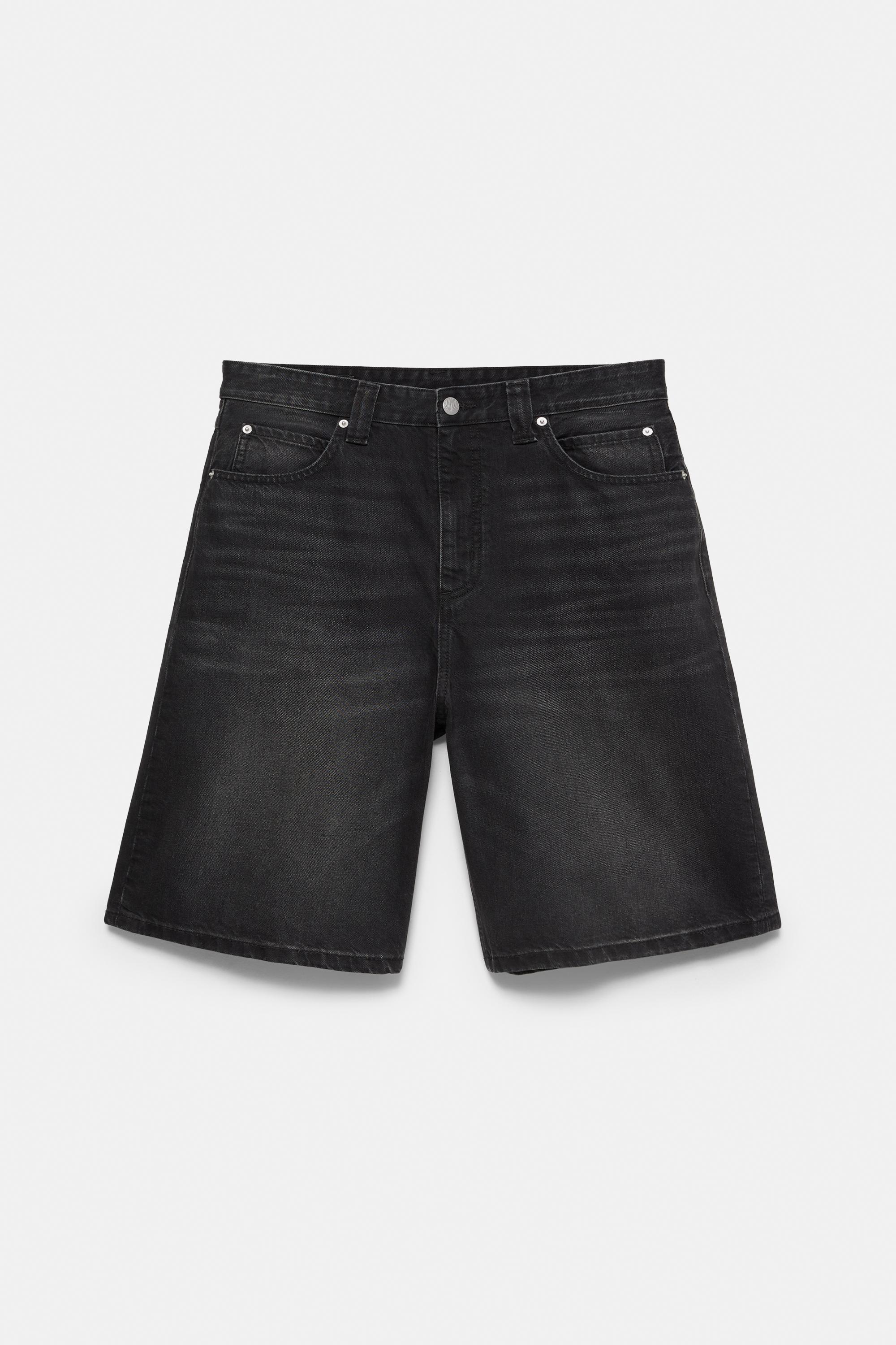Skater denim Bermuda shorts — Faded black
