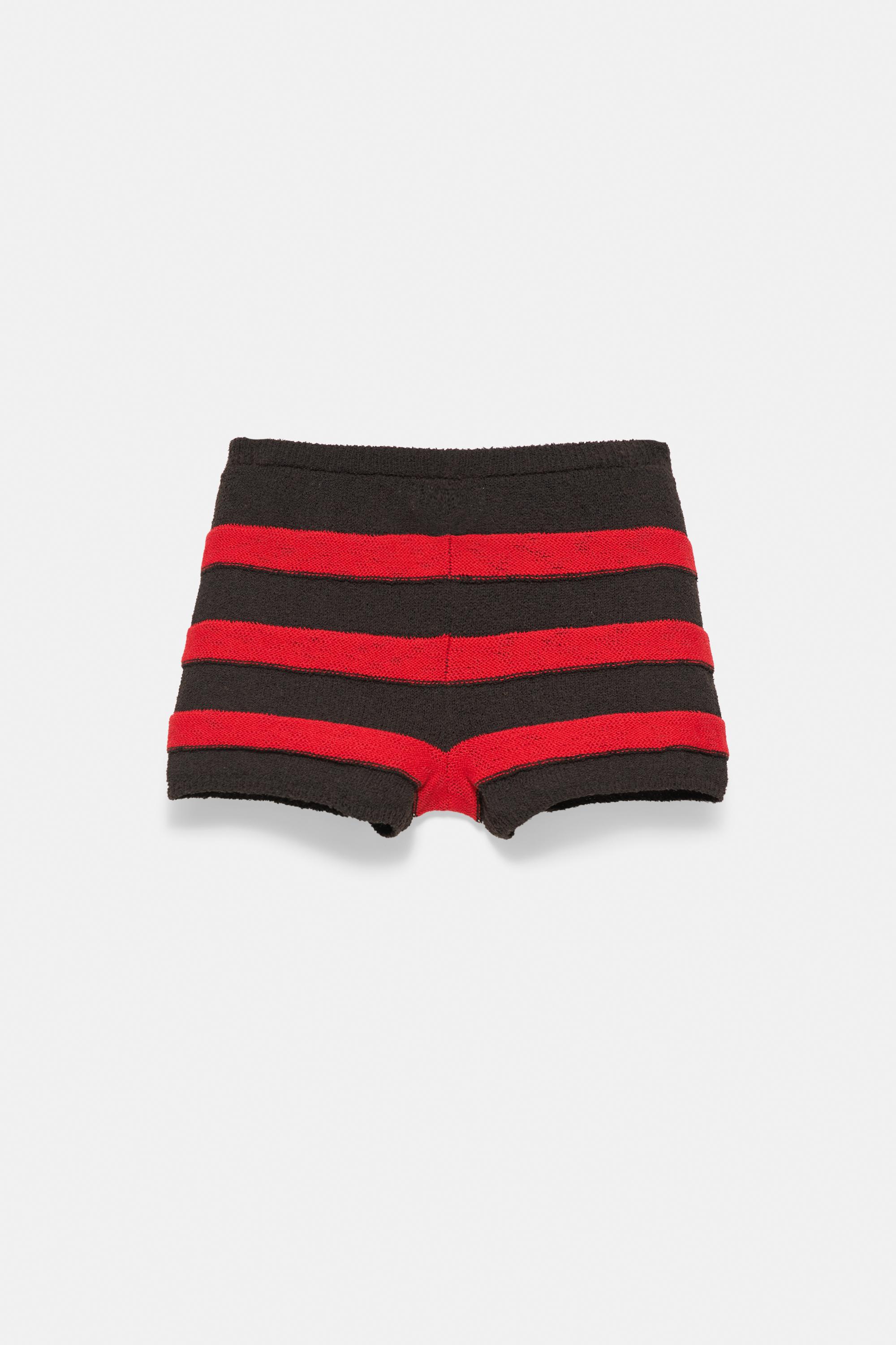 Striped knit mini shorts