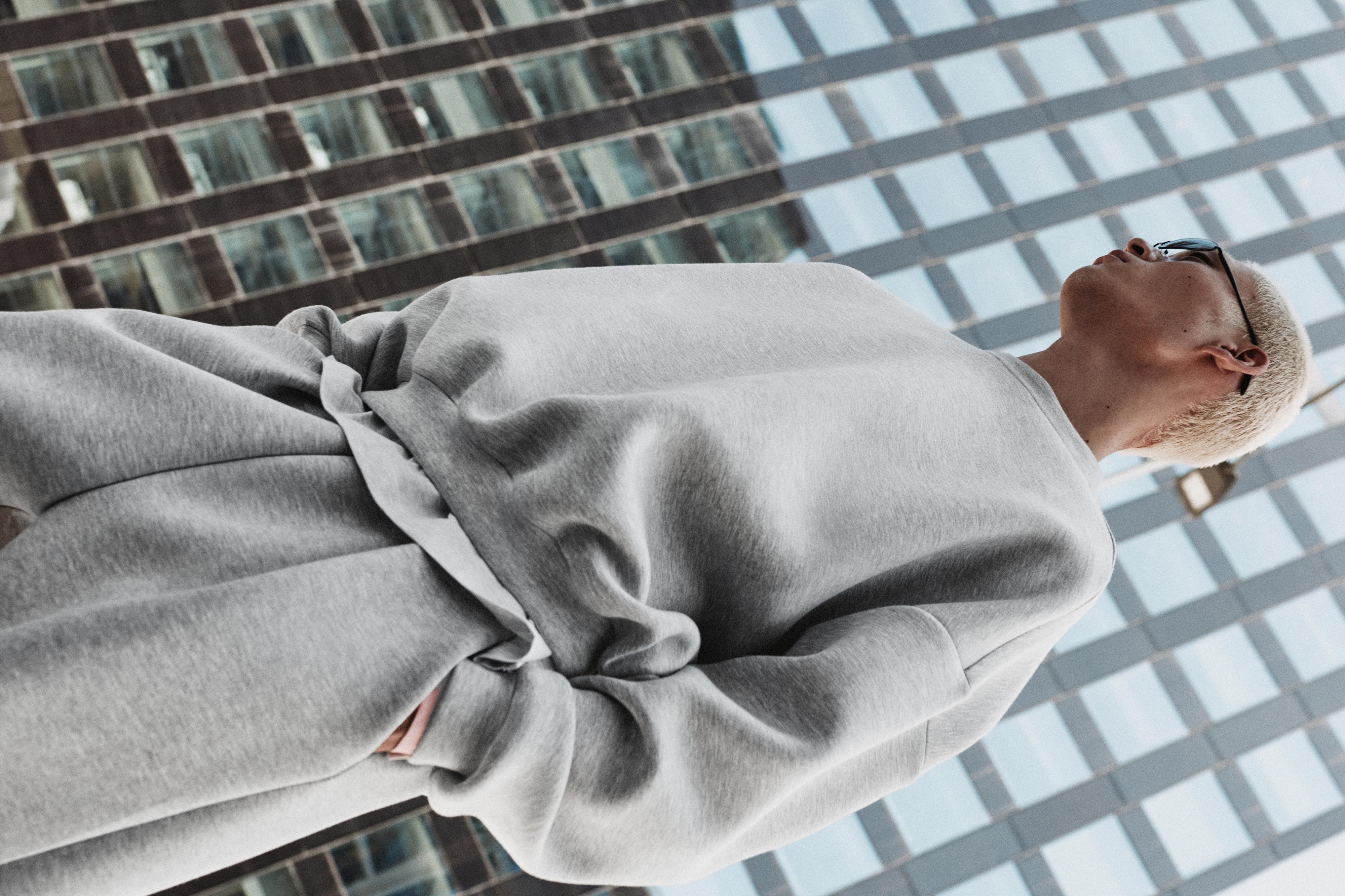 Interlock round neck sweatshirt — Grey marl