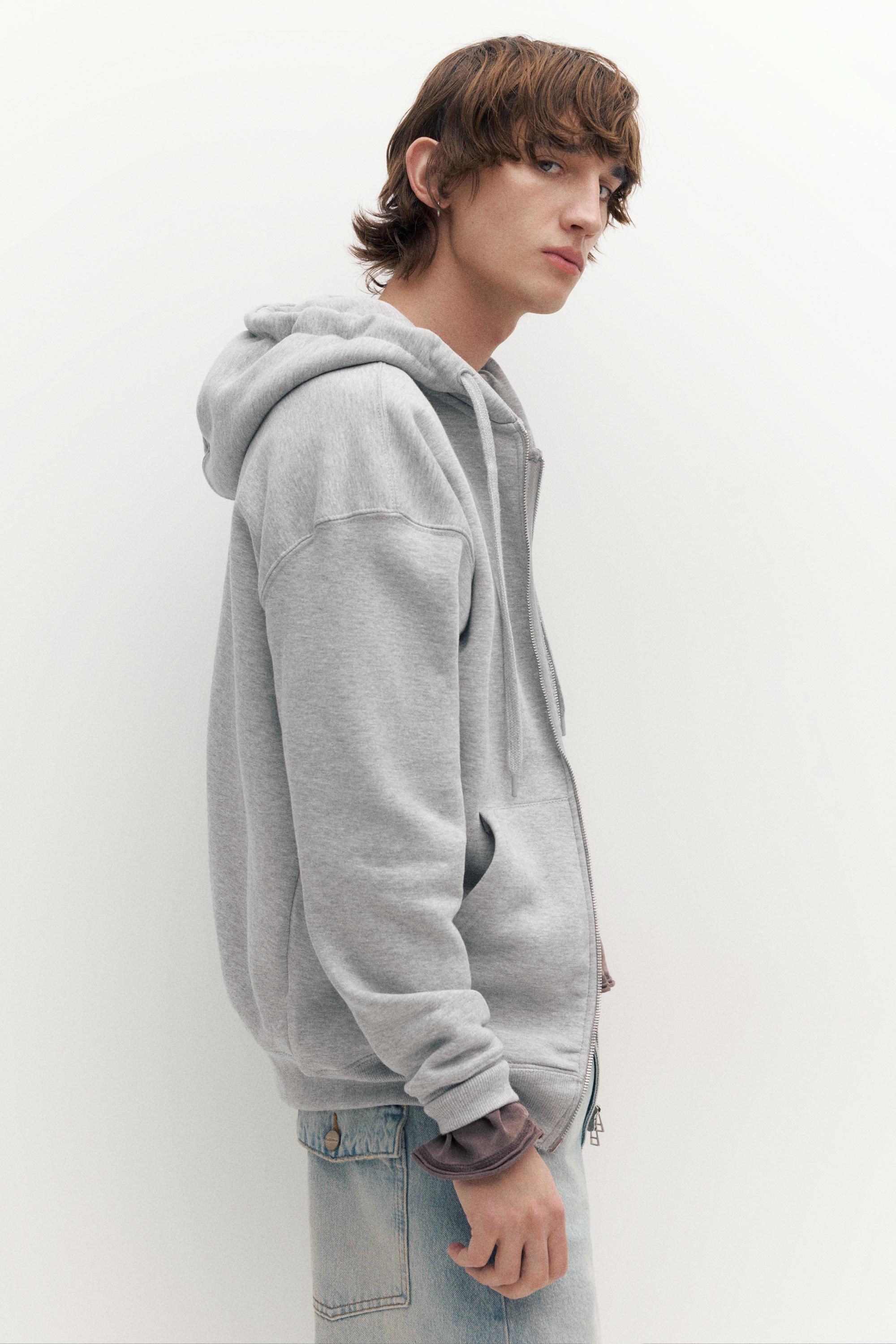 Basic kapüşonlu fermuarlı sweatshirt - Görsel 16