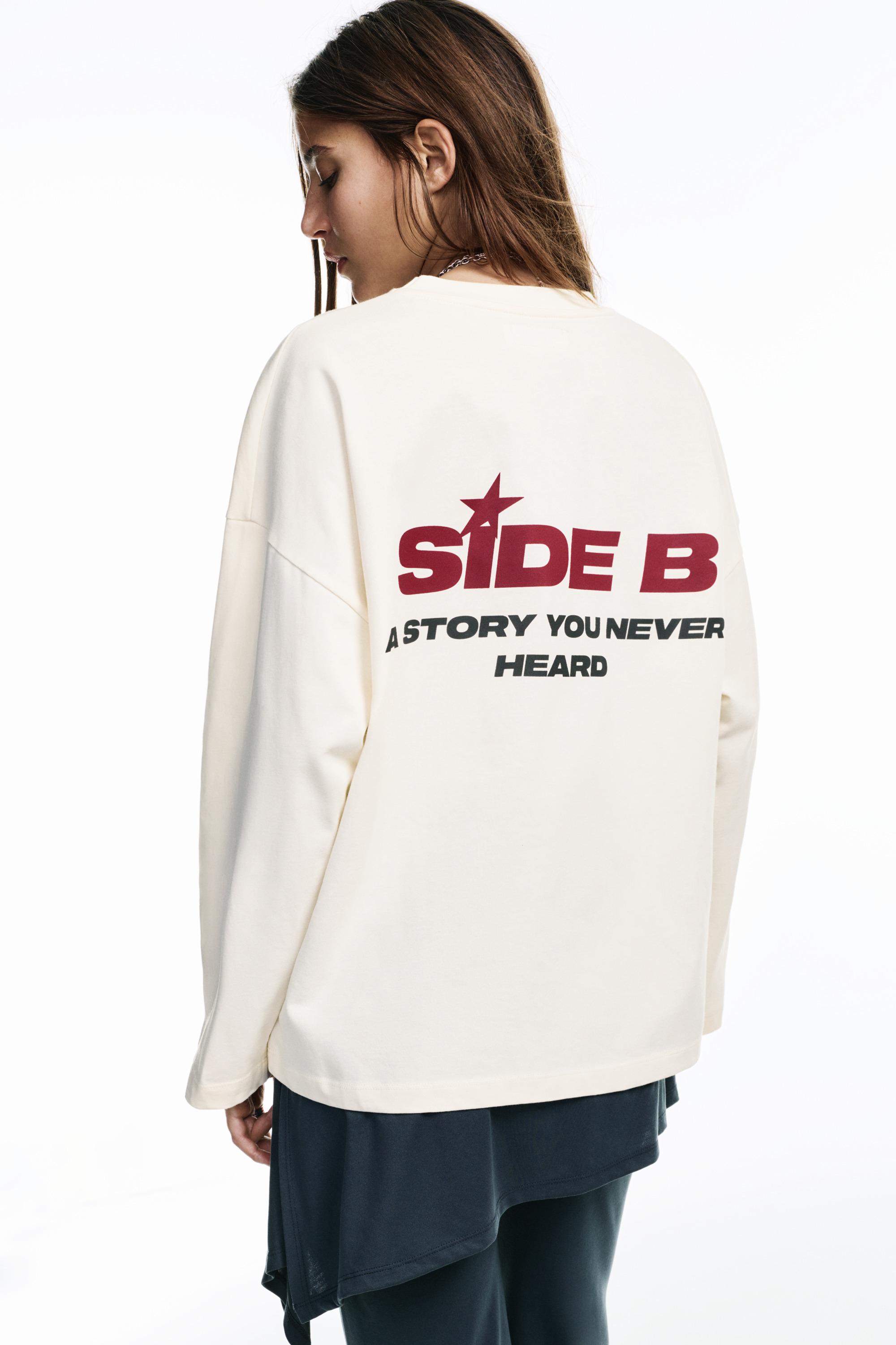 Grafik baskılı beyaz t-shirt - Görsel 7