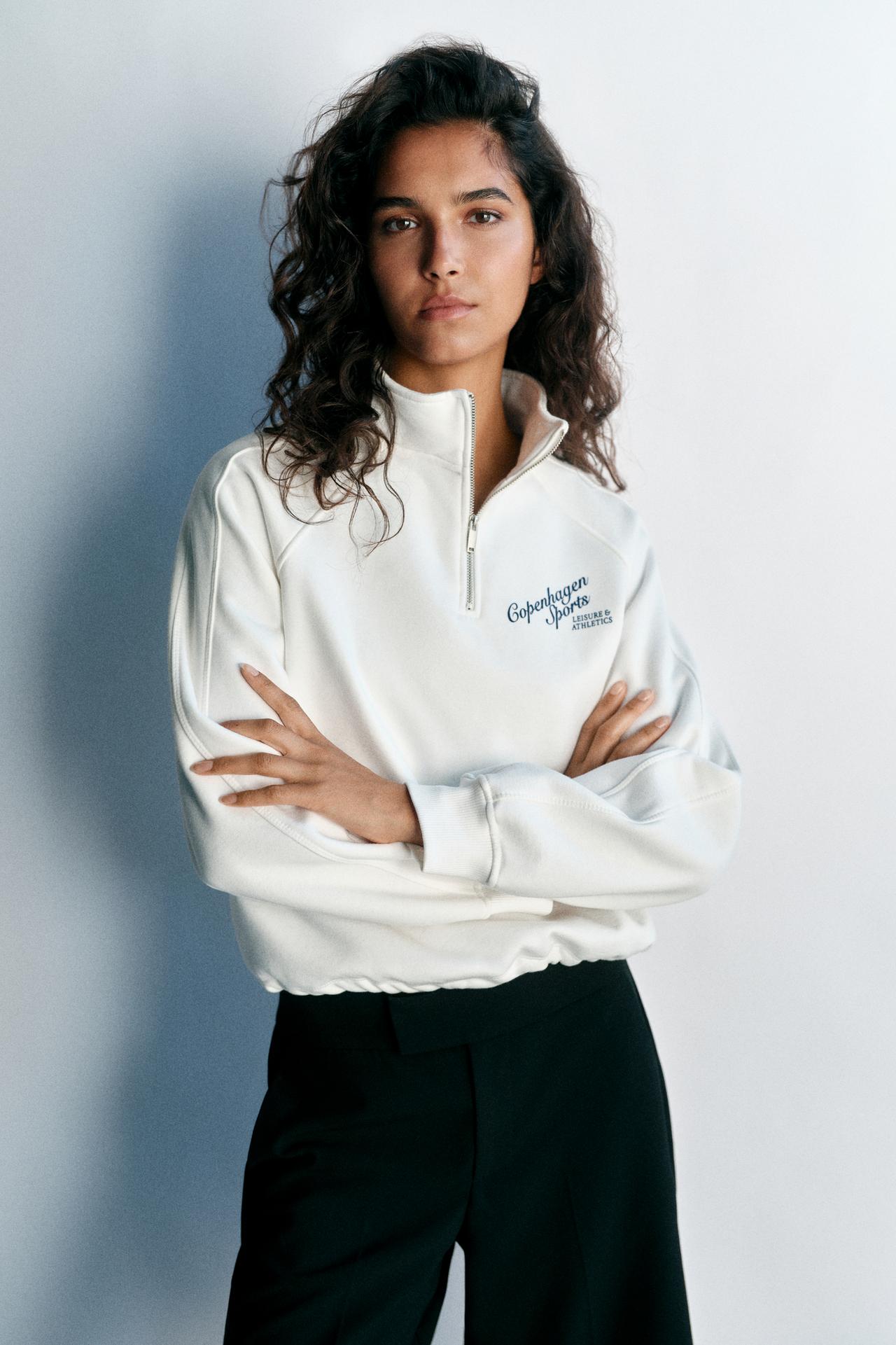 Graphic quarter-zip sweatshirt — Ice