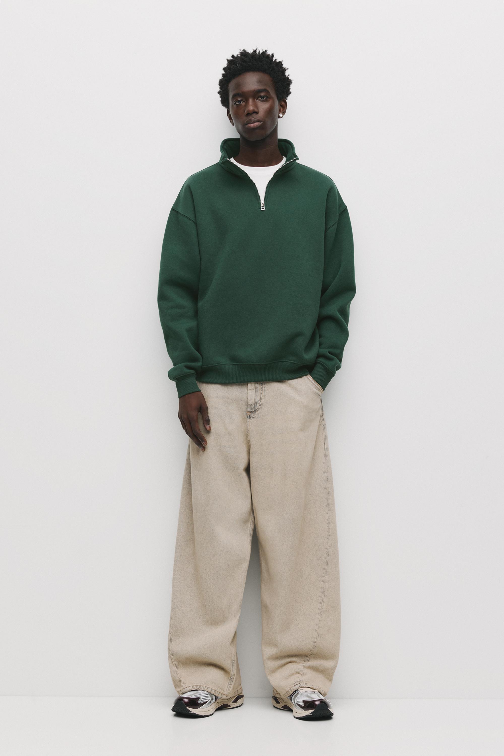 Basic quarter-zip sweatshirt — Bottle