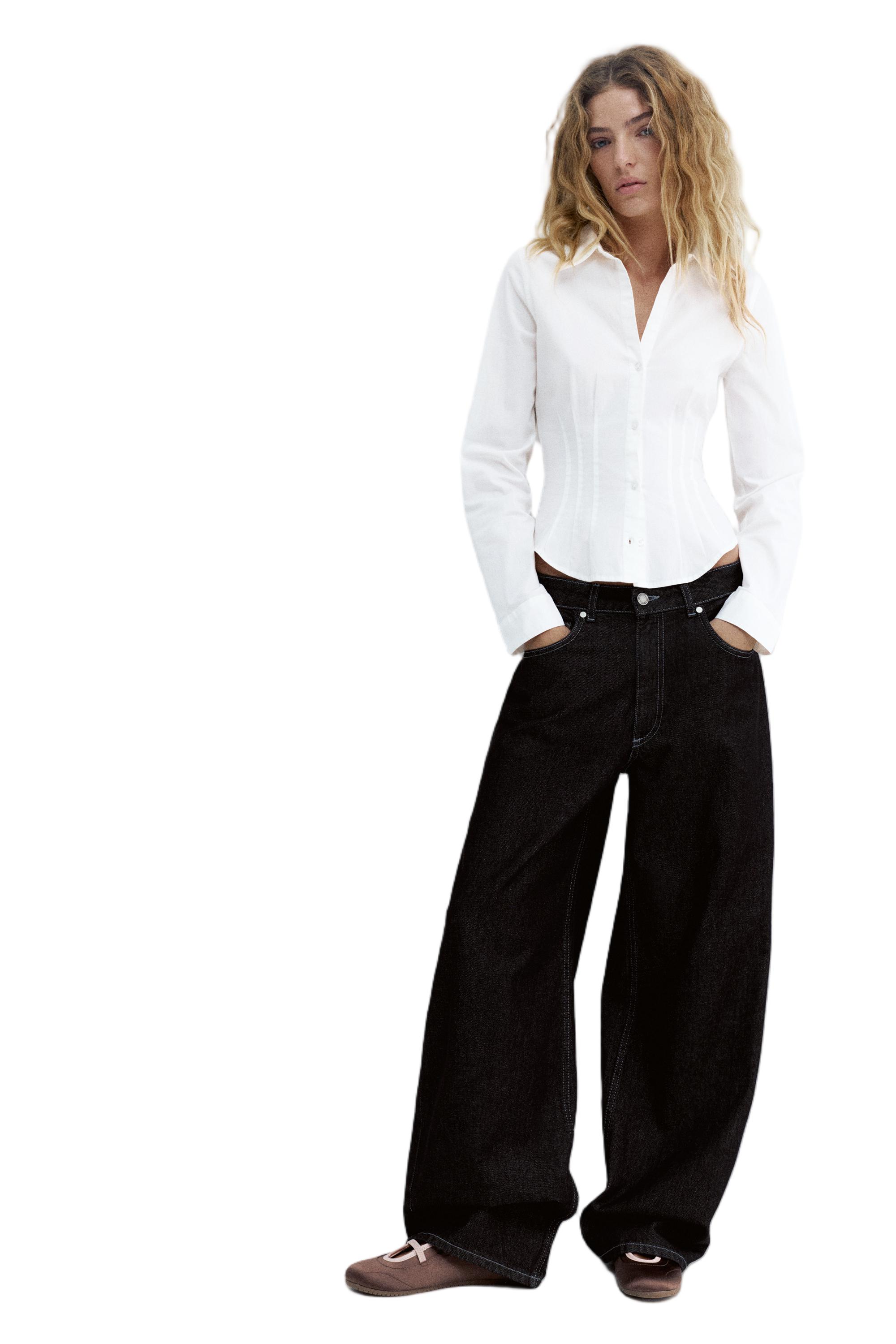 Poplin yırtmaçlı dar kesim gömlek - Görsel 50