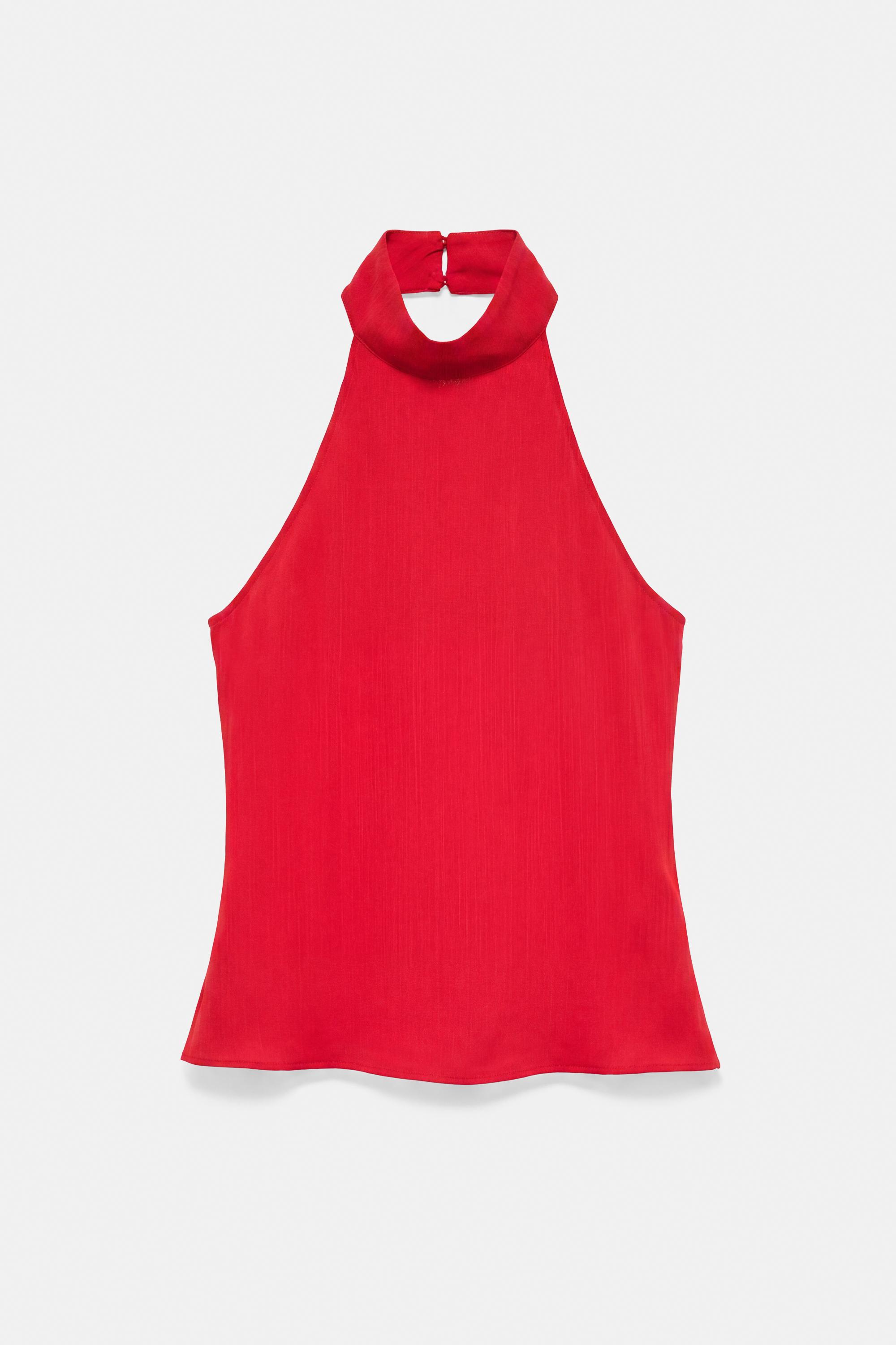 Flowing halter top — Red