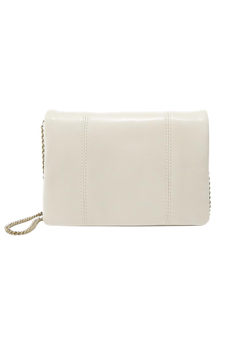 Crossbody bag with seams — Ecru