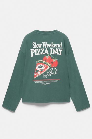 Oversize pizza graphic T-shirt — Green 6