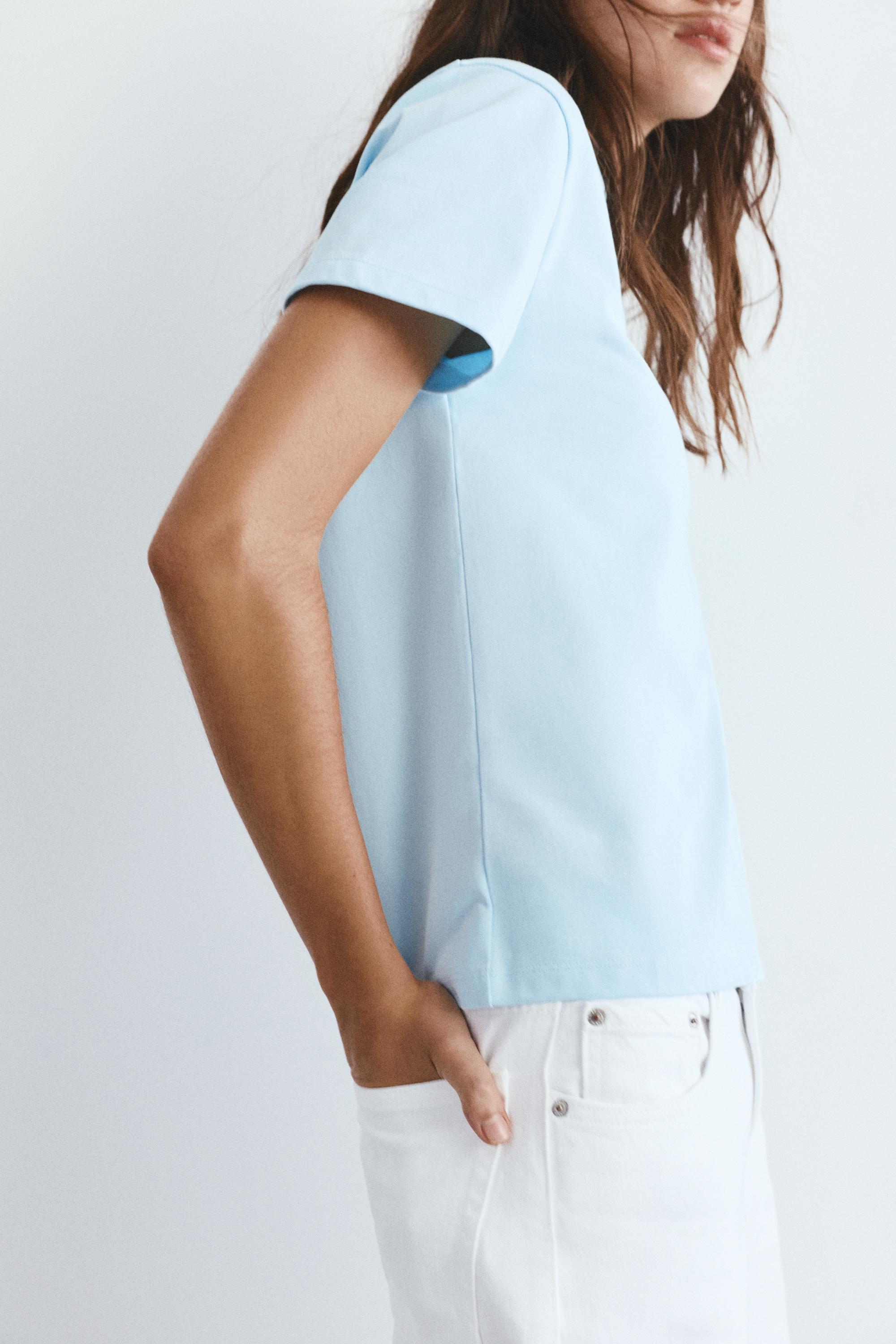 Short sleeve T-shirt 100% cotton — Sky blue