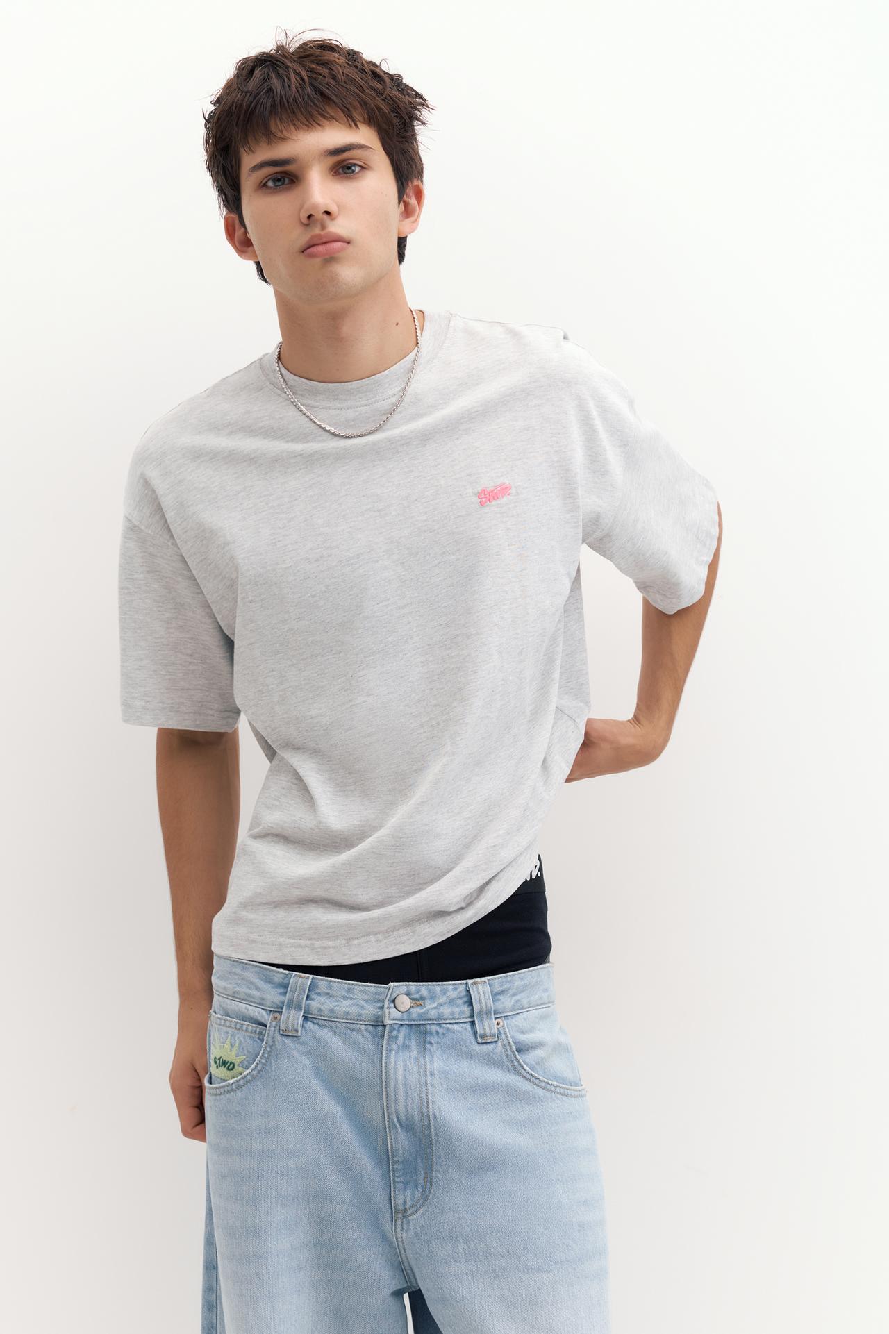 STWD logo boxy T-shirt — Pearl grey