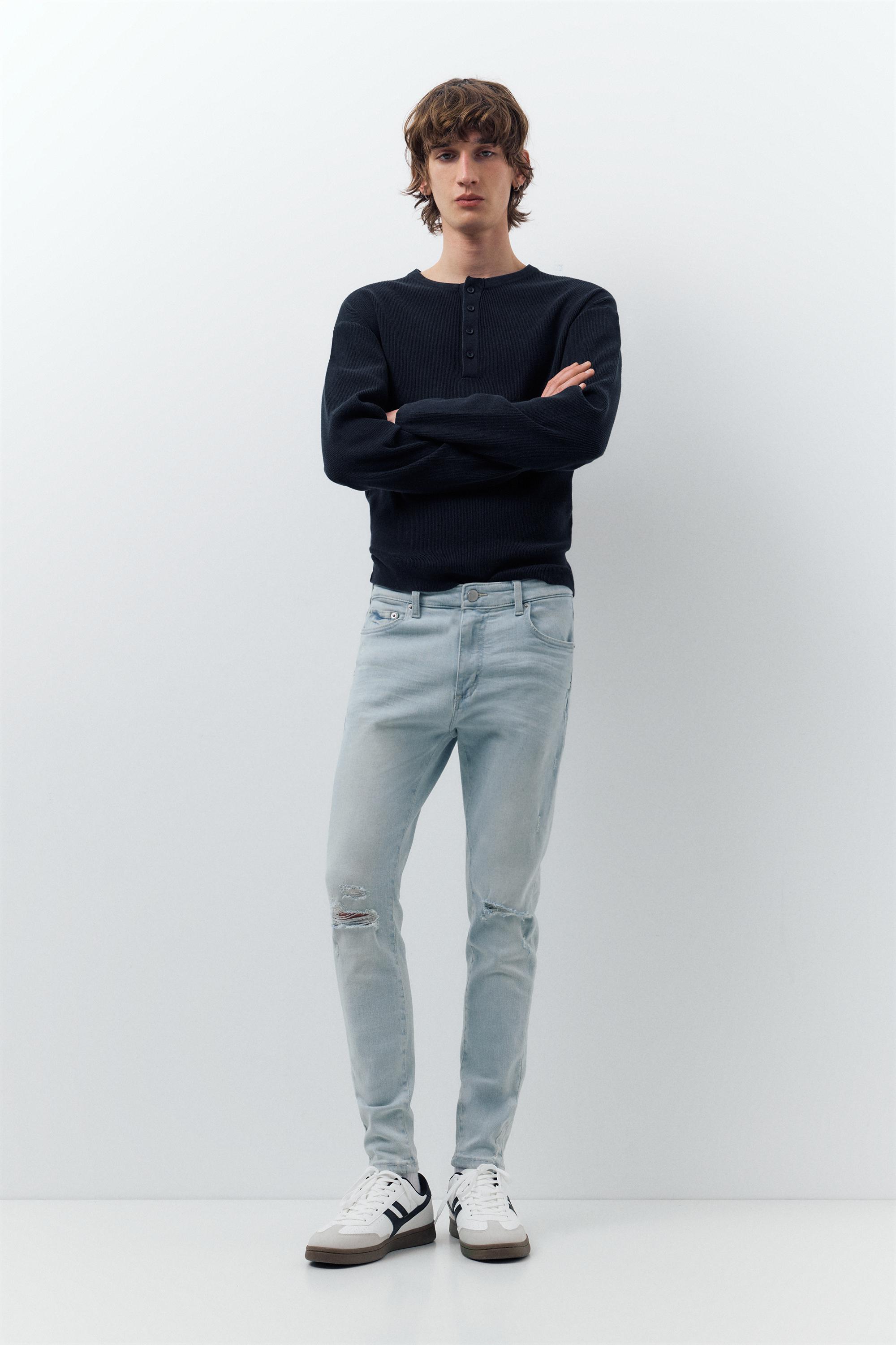 Ripped skinny jeans — Pale indigo