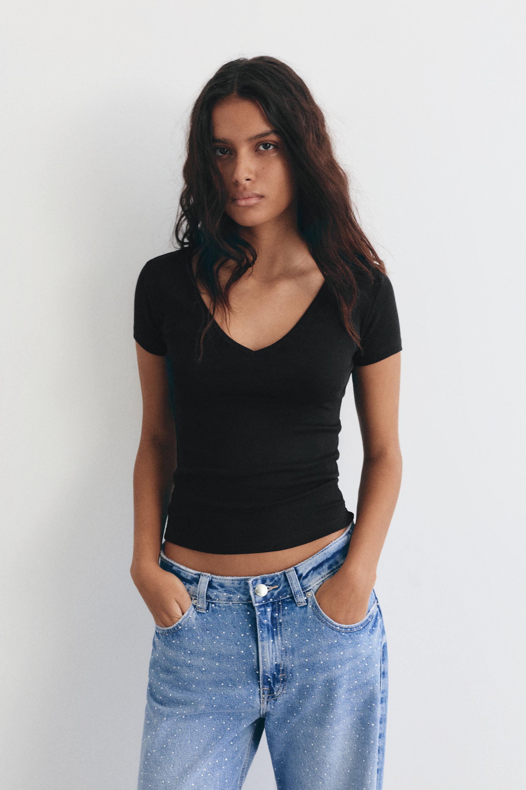 Pack of V-neck T-shirts — White/Black