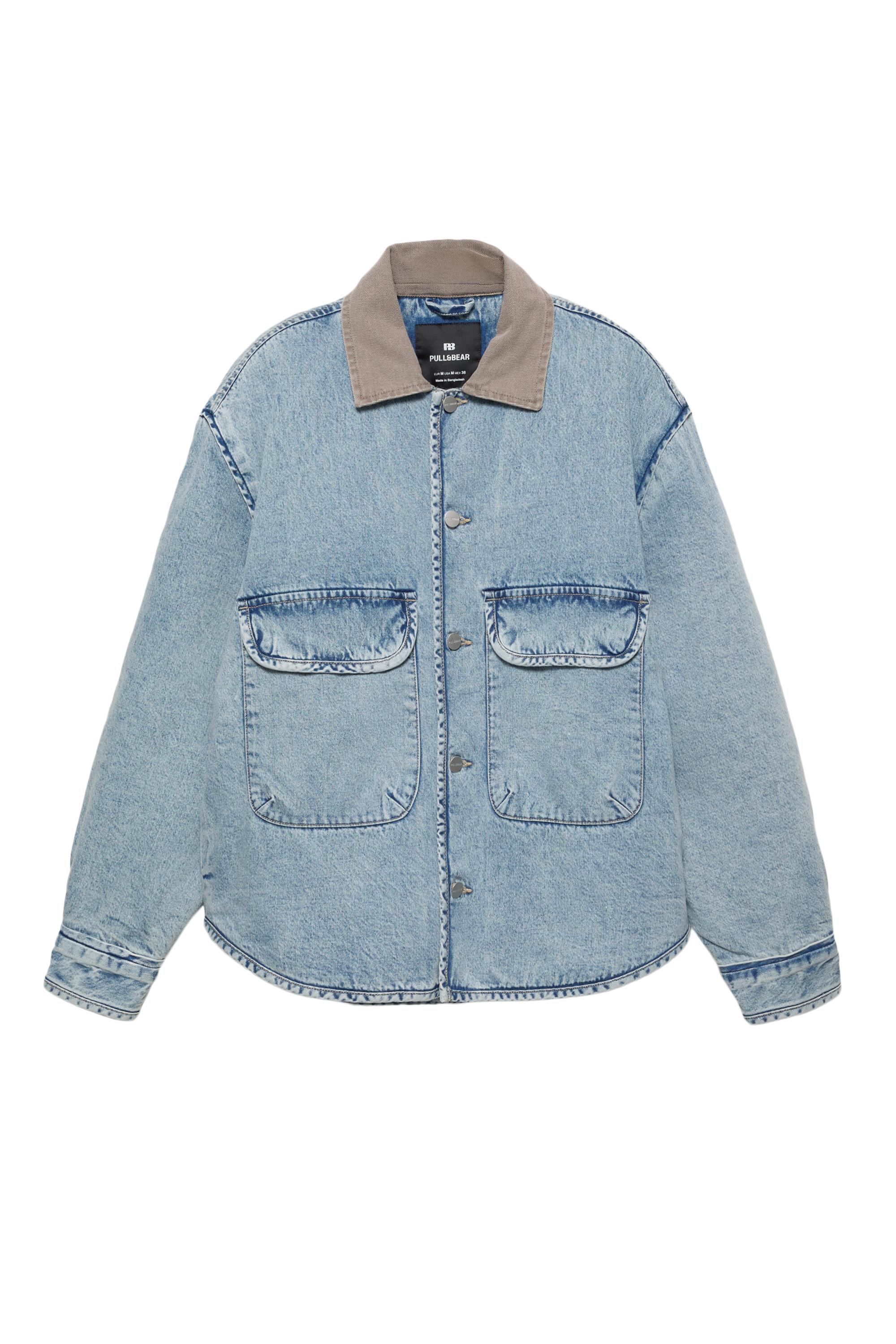 Kontrast yakalı denim ceket - Görsel 4