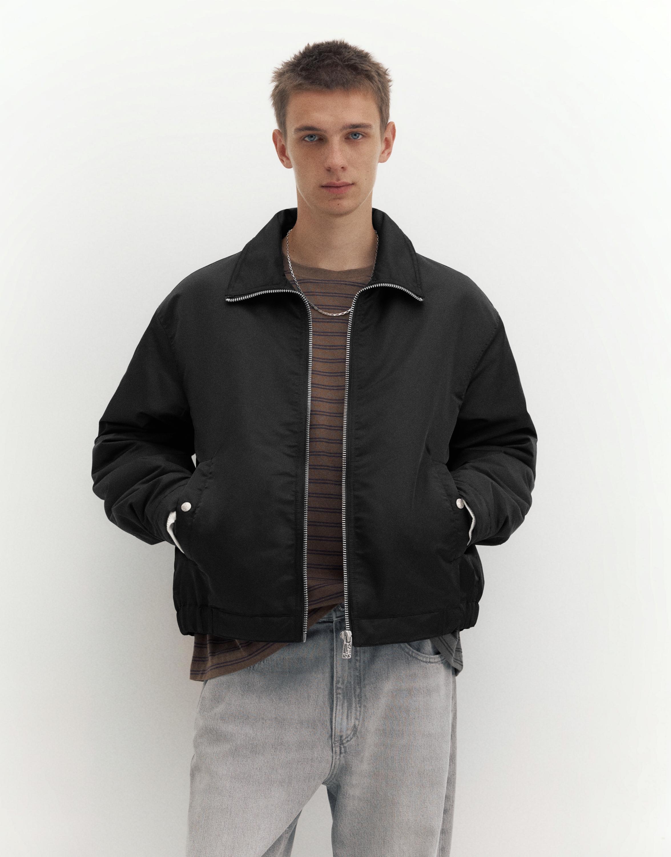 Shirt collar bomber jacket — Black