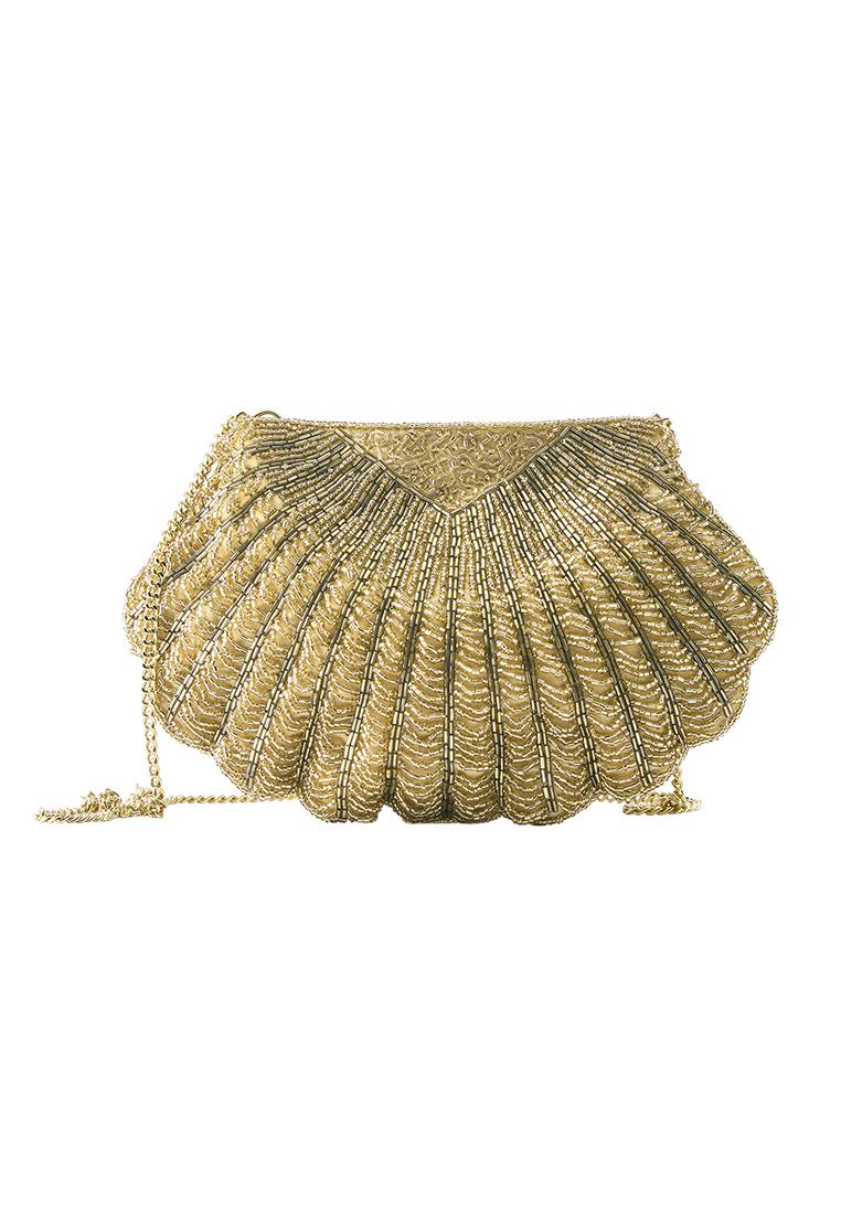 Beaded seashell bag — Gold