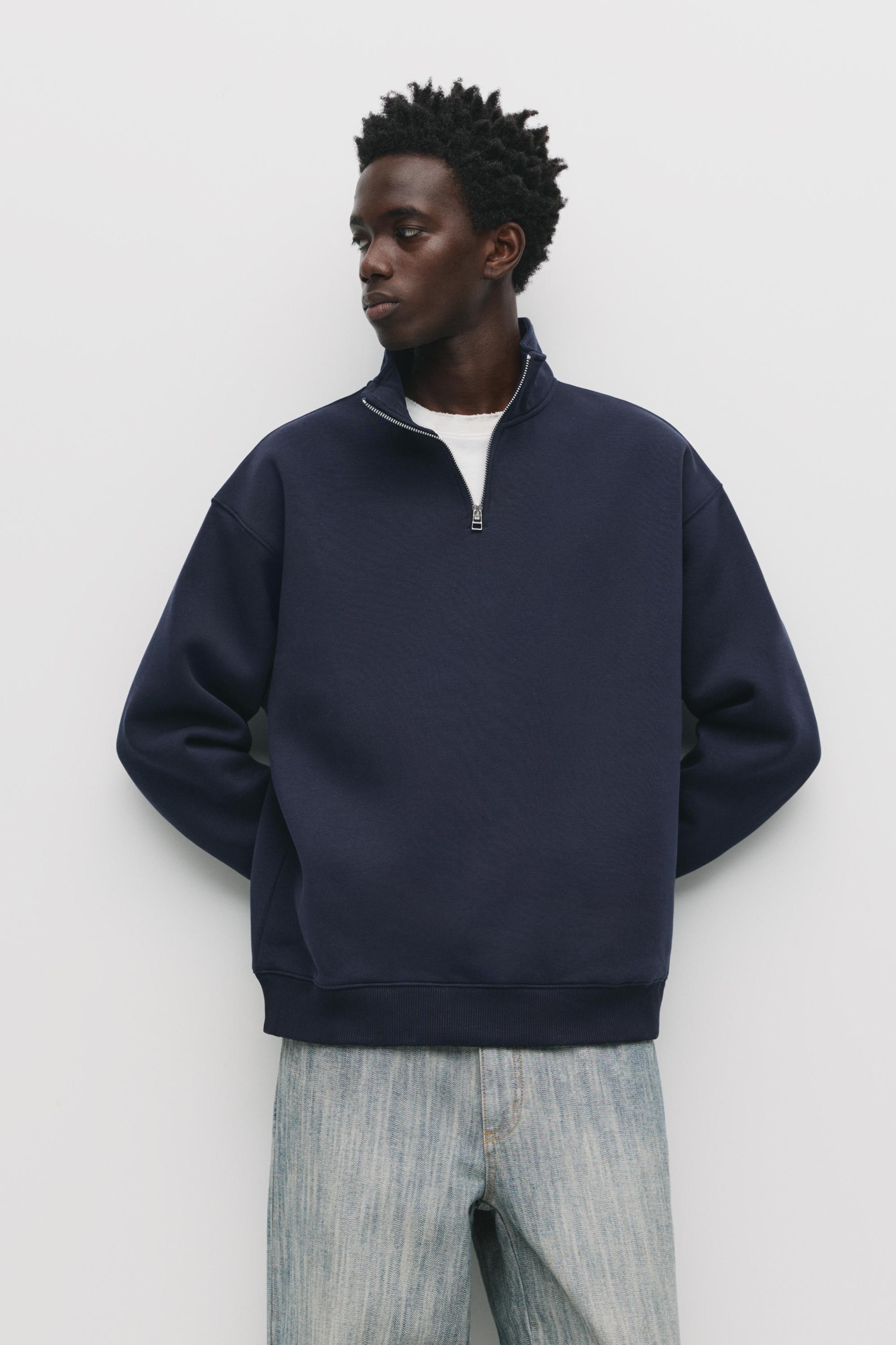 Basic quarter-zip sweatshirt — Navy