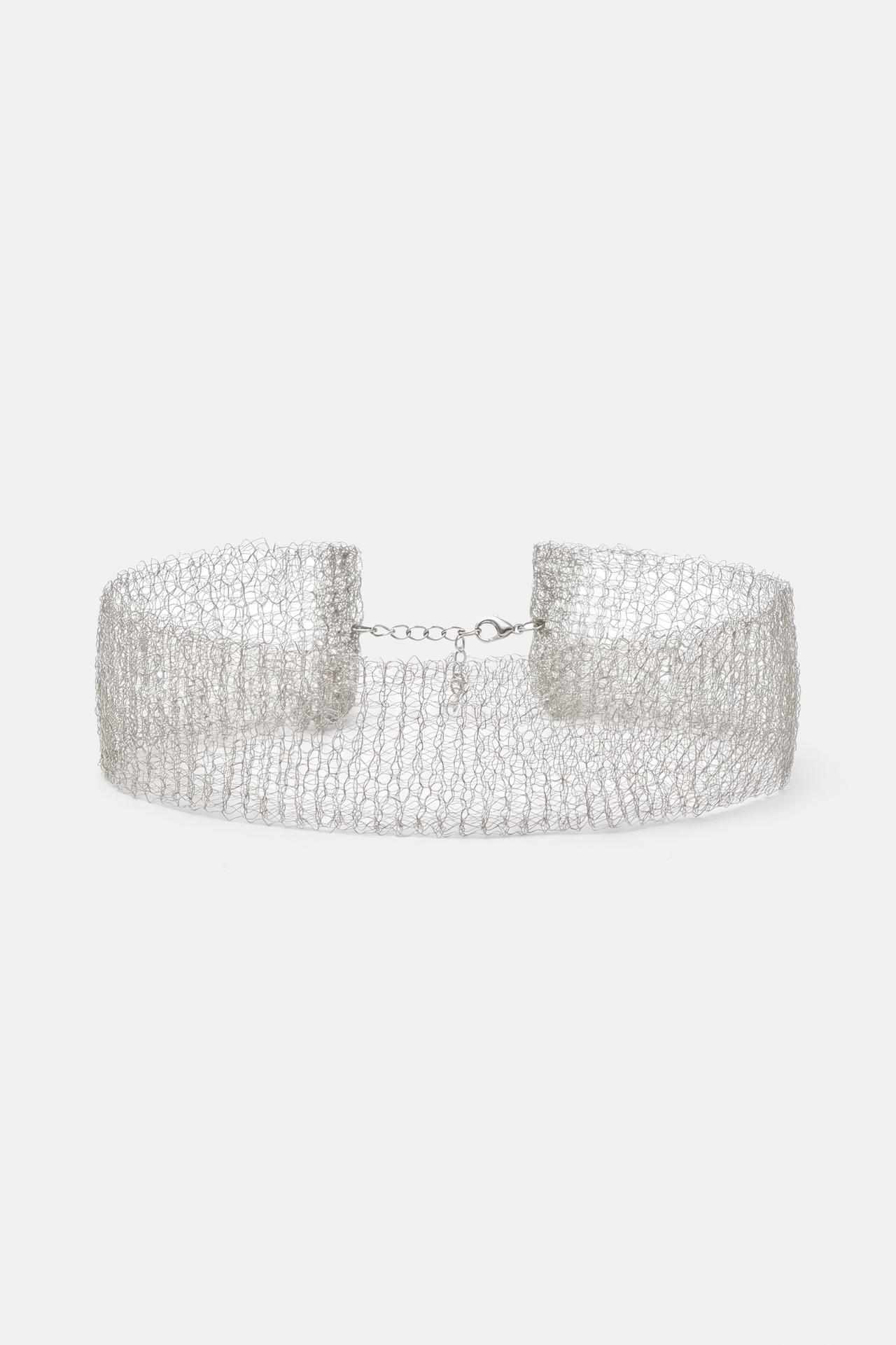 Mesh choker necklace — Silver