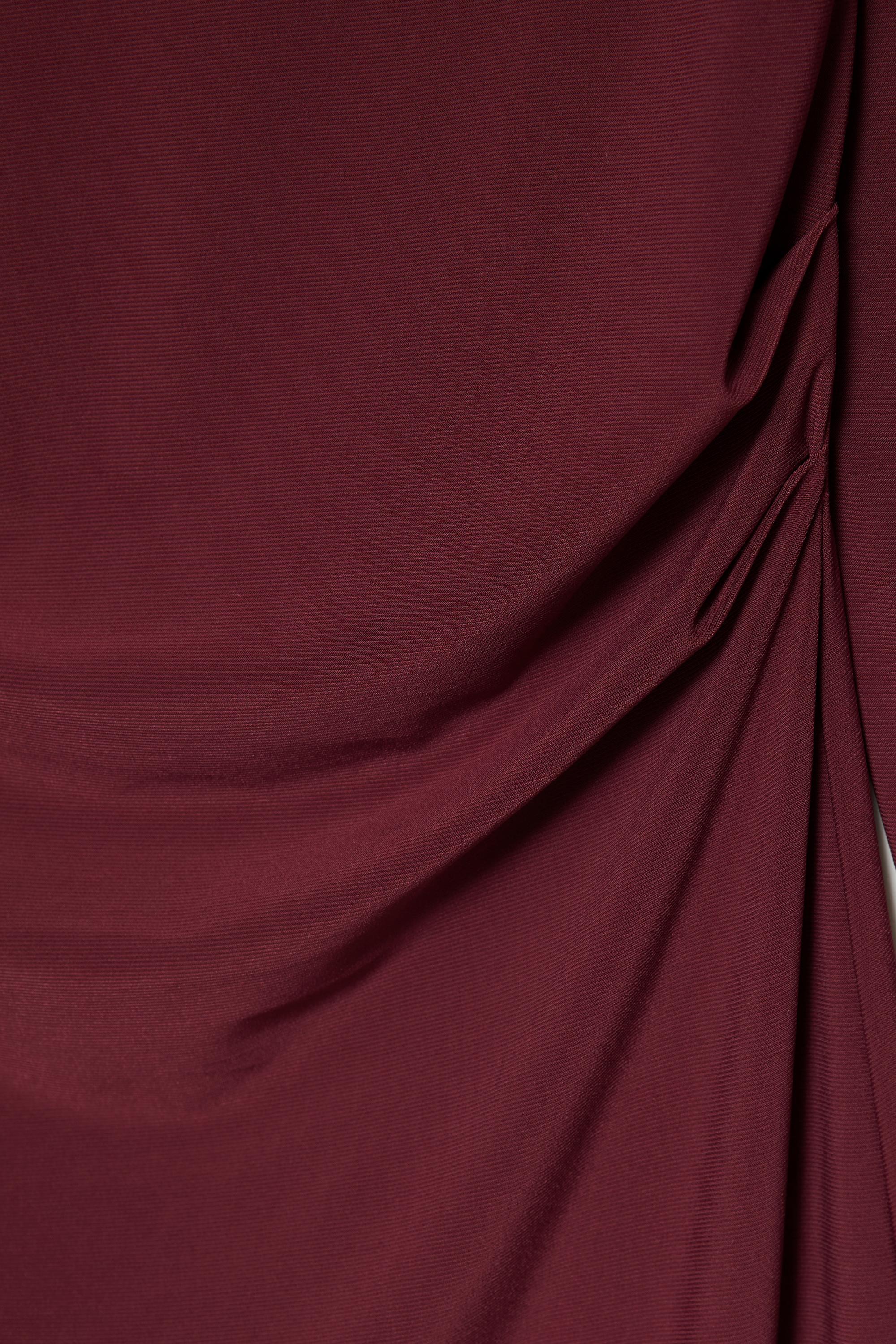 Soft draped midi dress — Burgundy