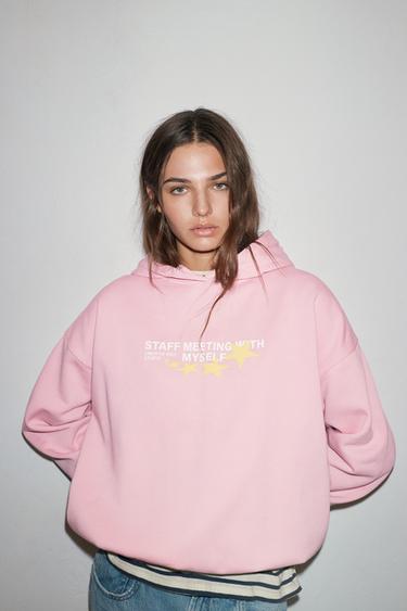 Star graphic hood sweatshirt — Pink 1