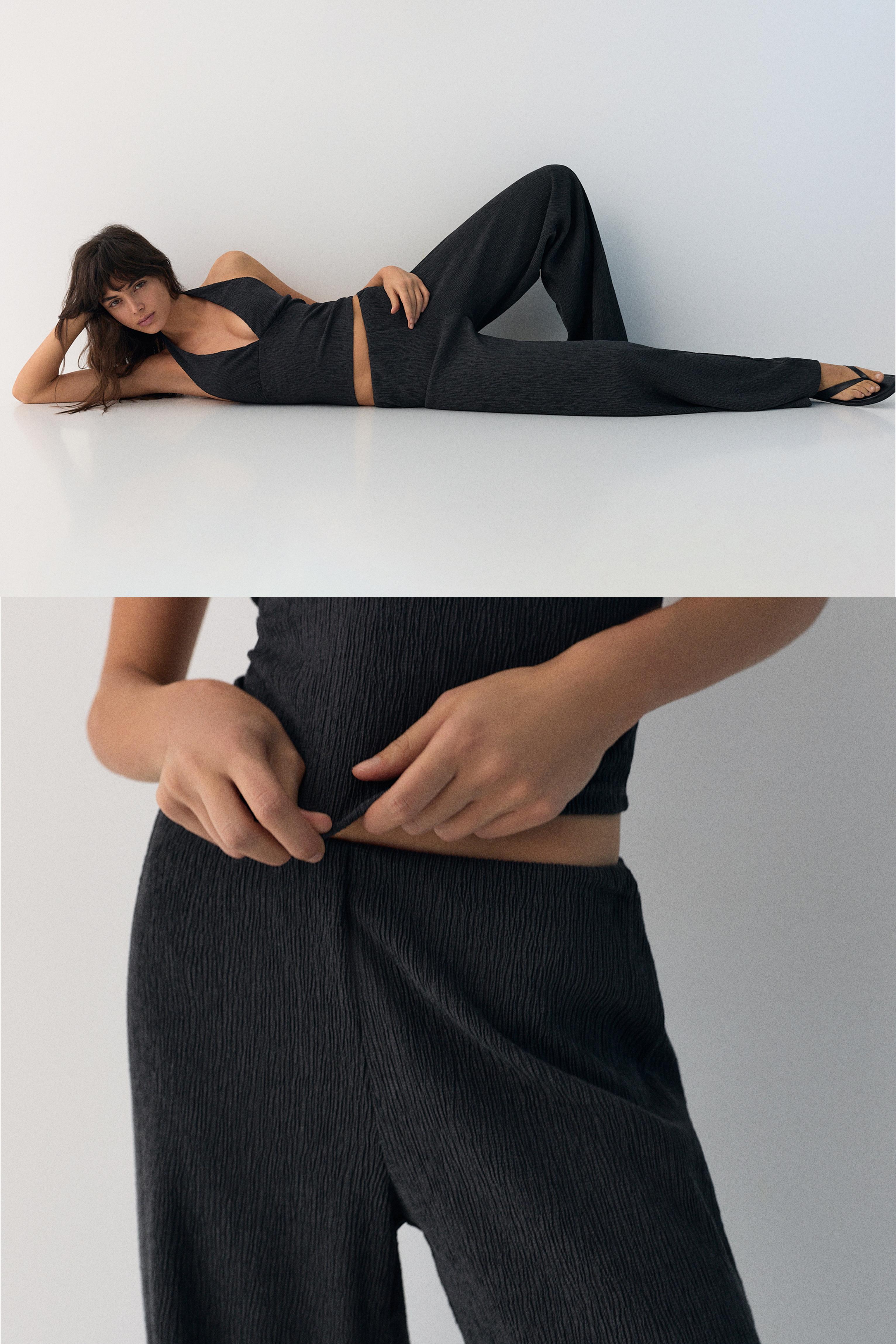 Crepe straight-leg trousers — Petroleum