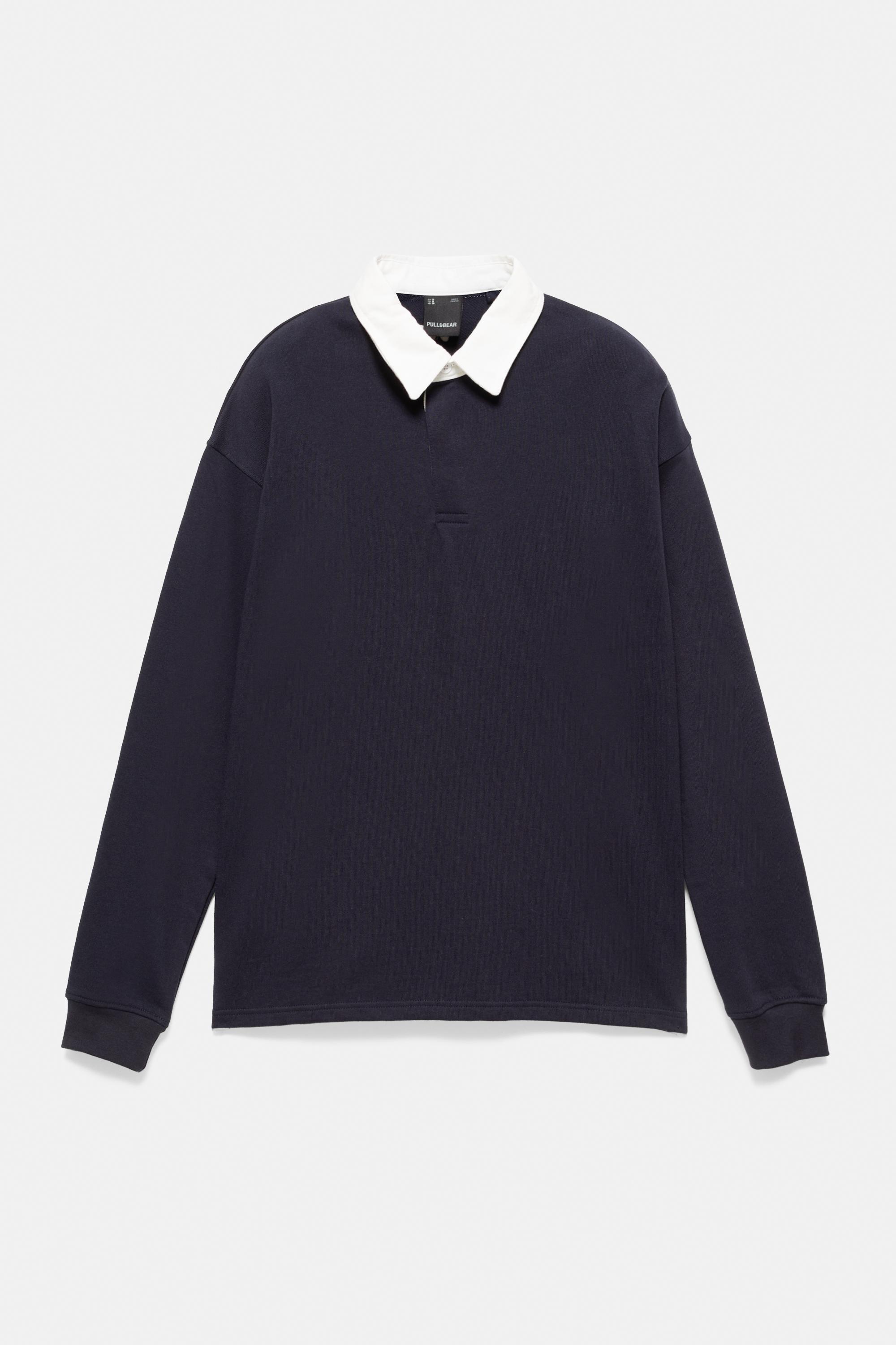 Pull&Bear Çizgili uzun kollu polo yaka tişört