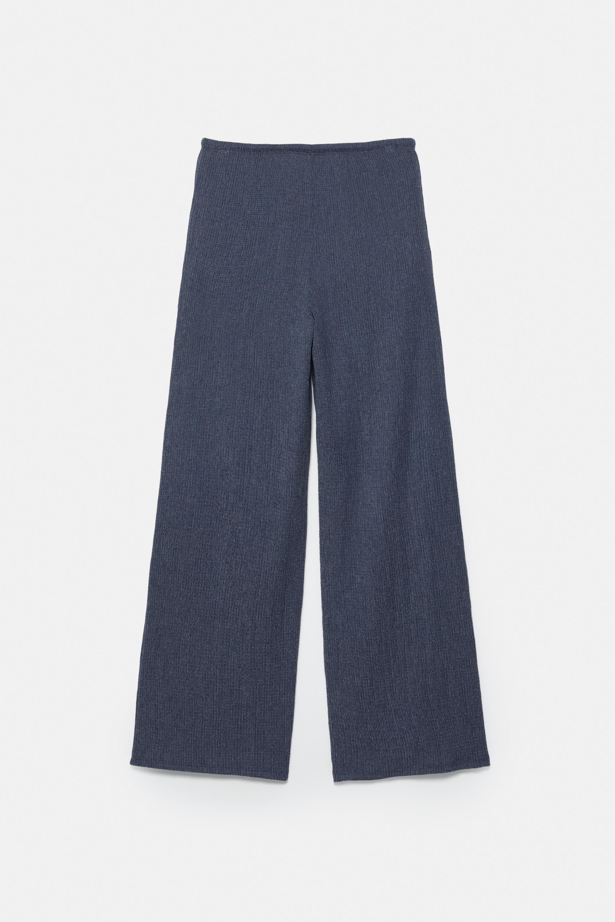 Wide-leg crepe trousers — Navy