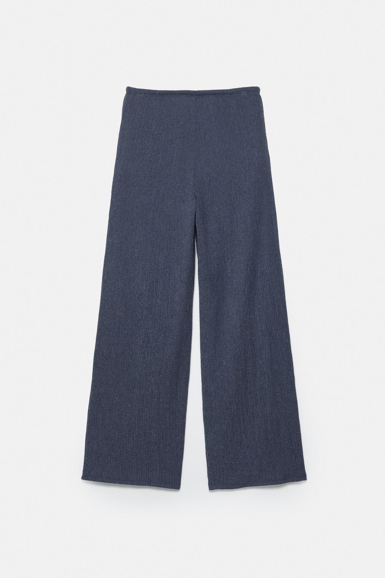 Wide-leg crepe trousers — Navy