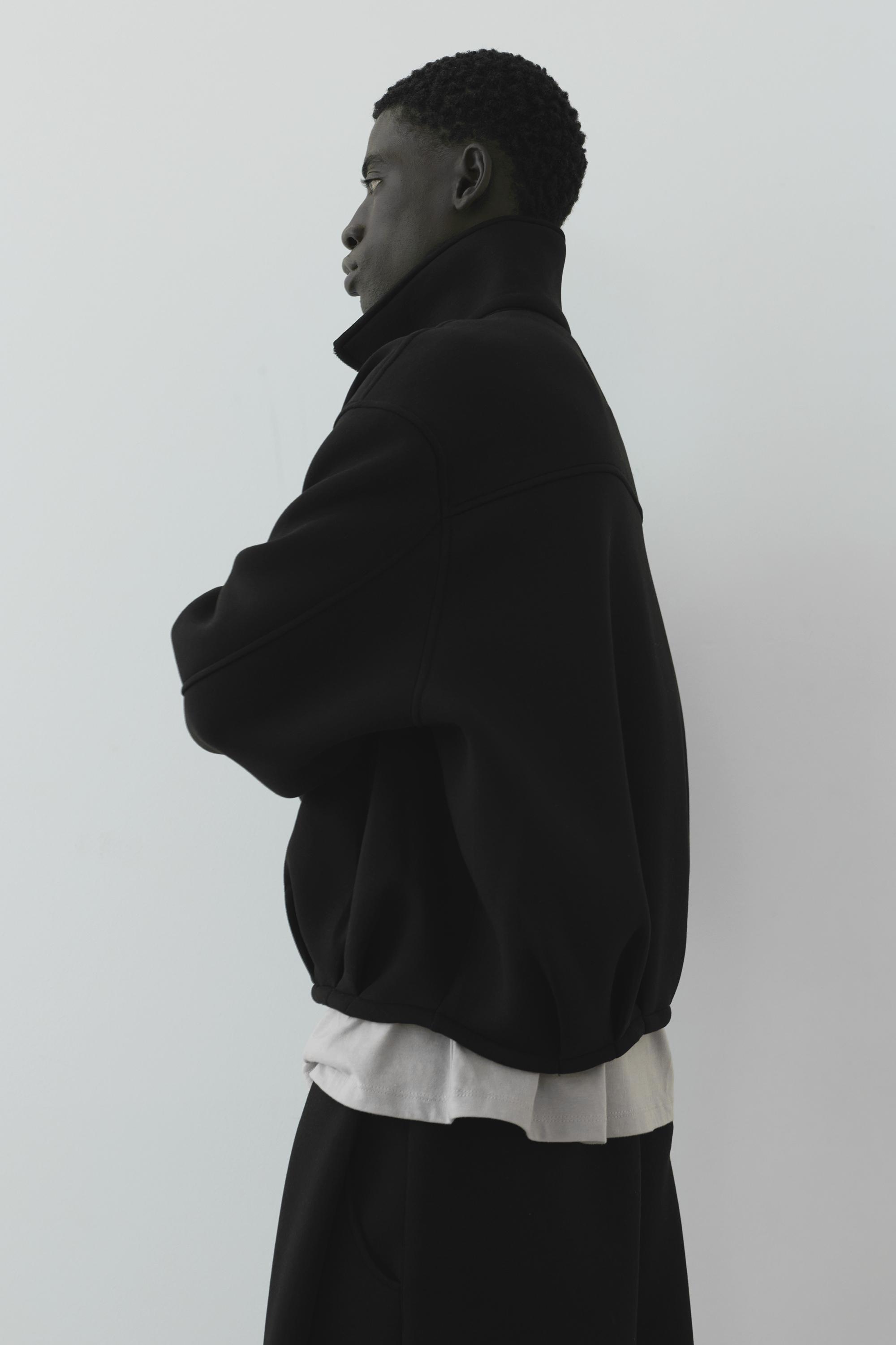 Neoprene-effect zip-up jacket — Black