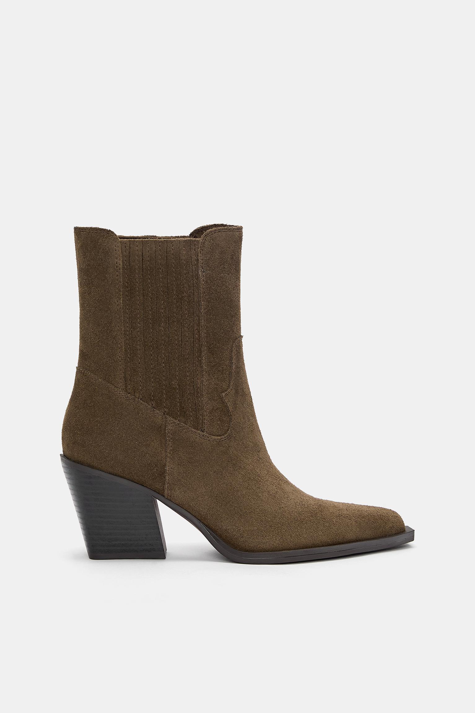 Absatzstiefeletten Aus Leder