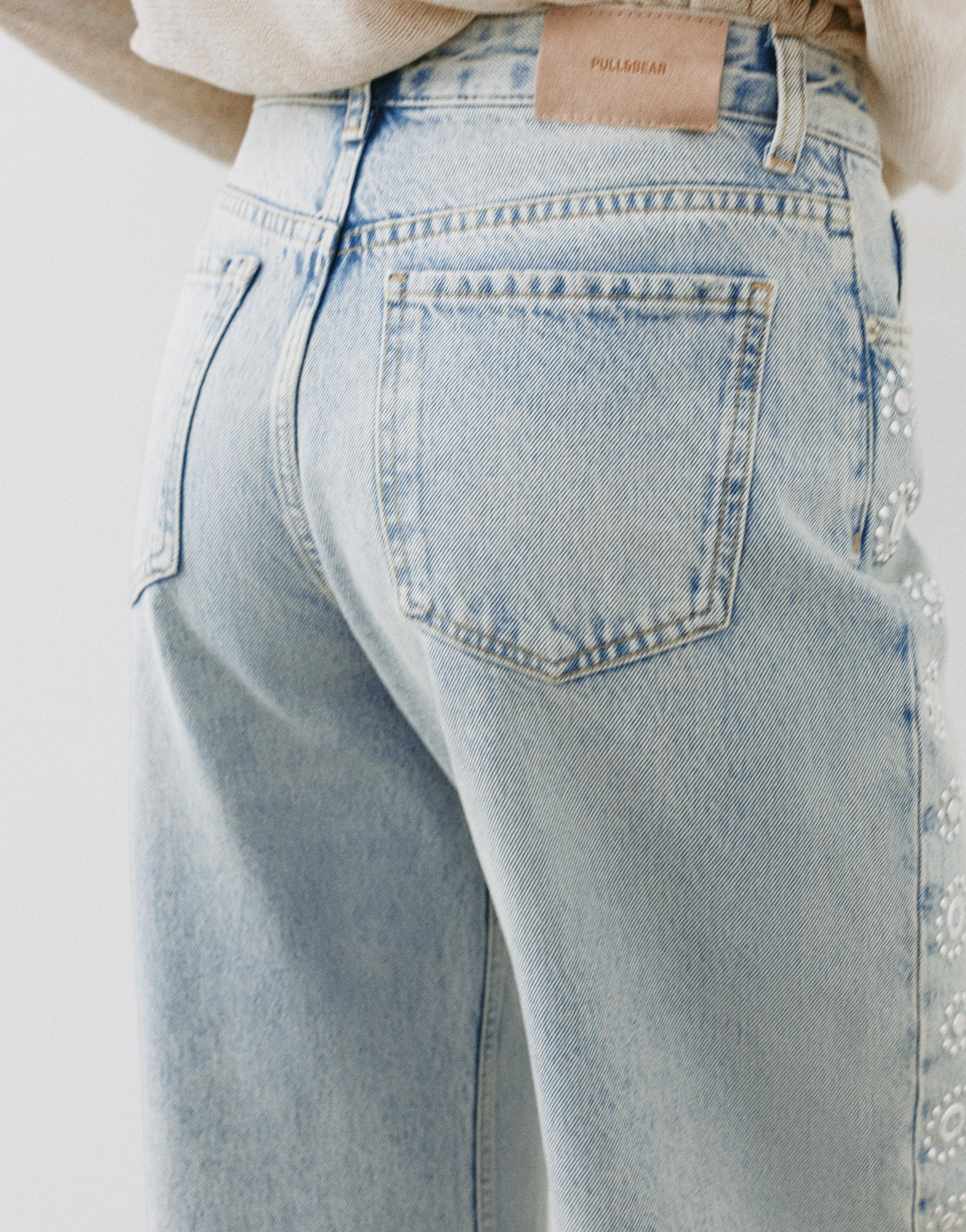 Studded baggy jeans — Pale blue